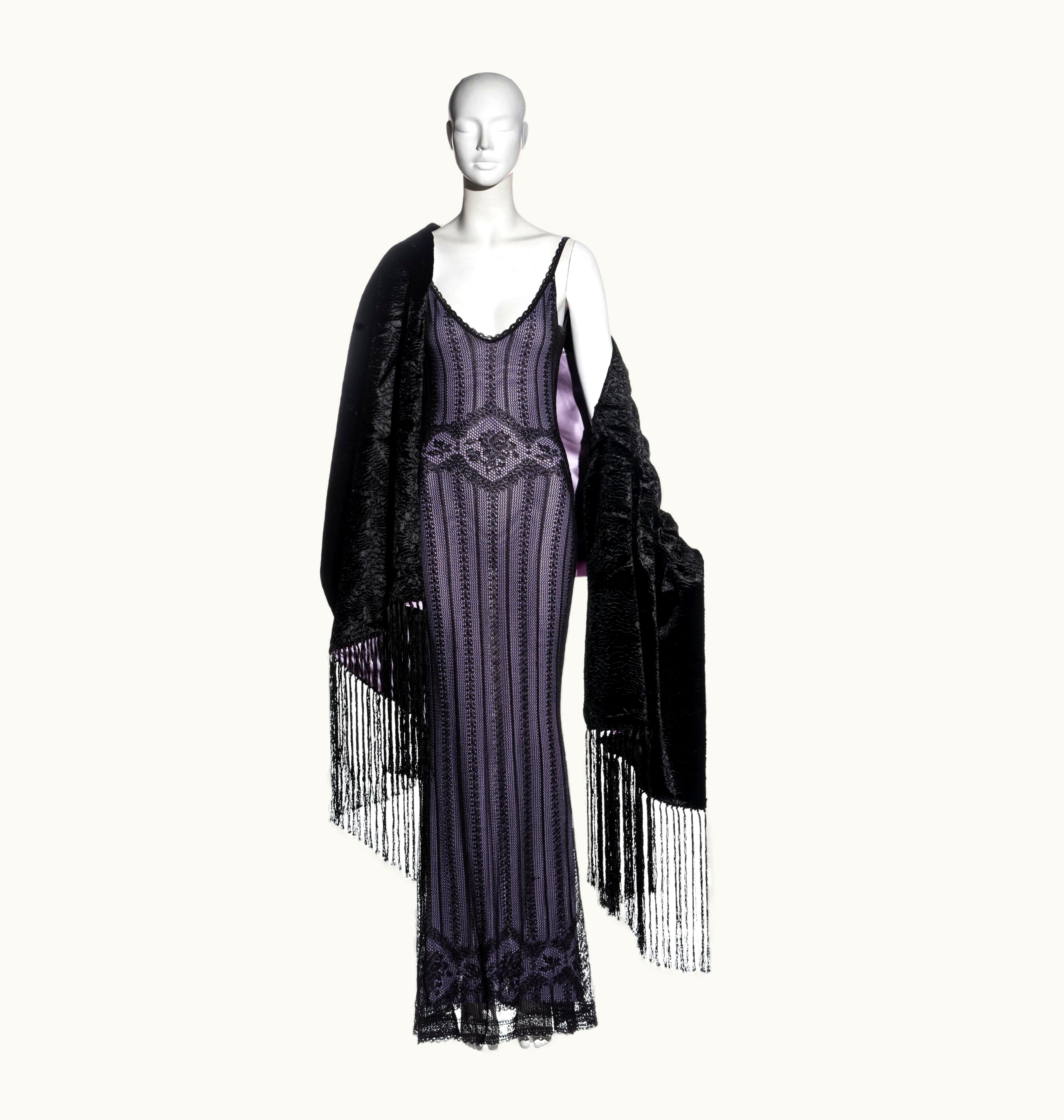 Dior Christian Dior By John Galliano Black Lace Evening Dress And Shawl, AW 1998