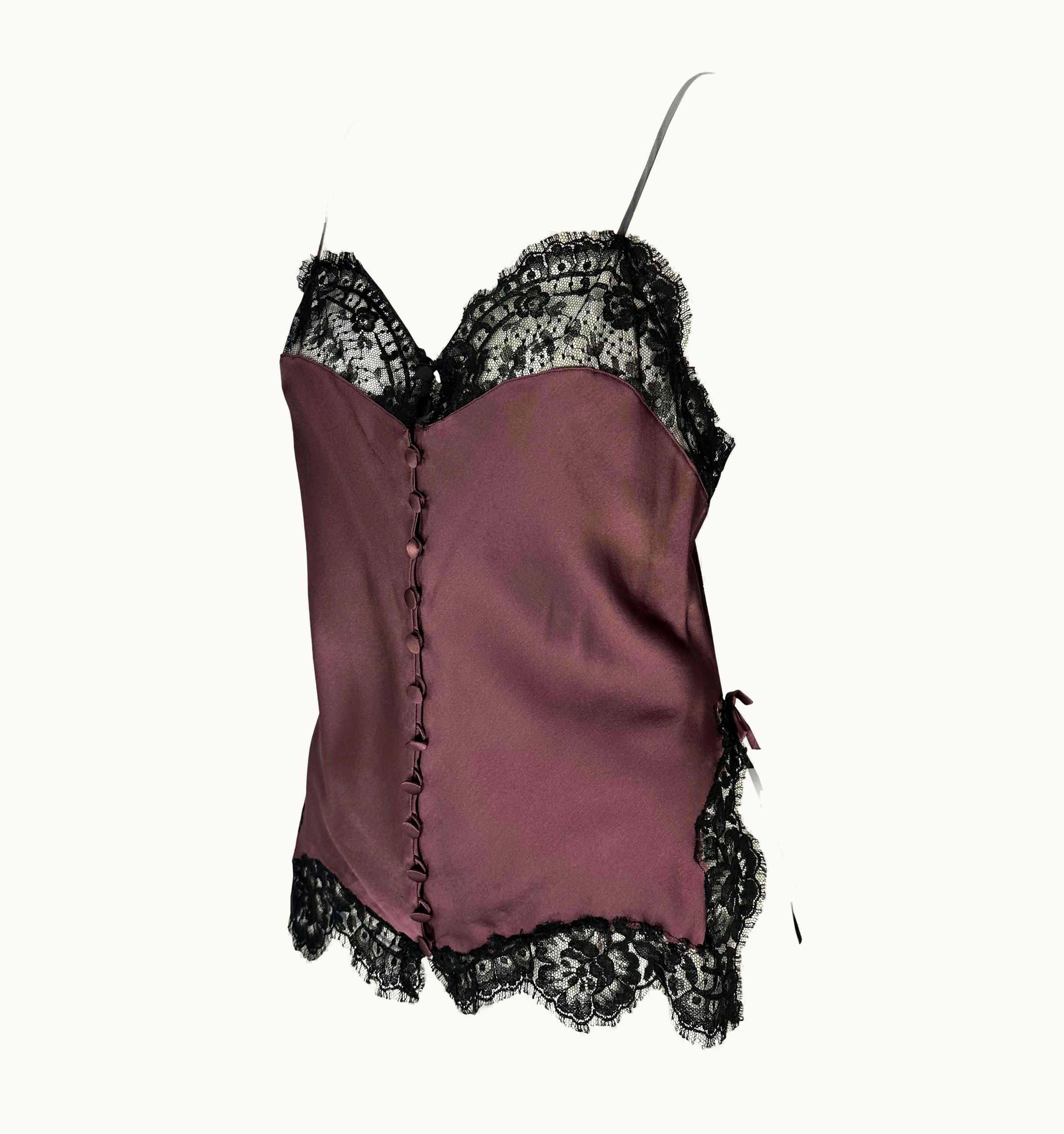 Dior AW 1997 Christian Dior By John Galliano Lace Trim Satin Camisole Tank Top