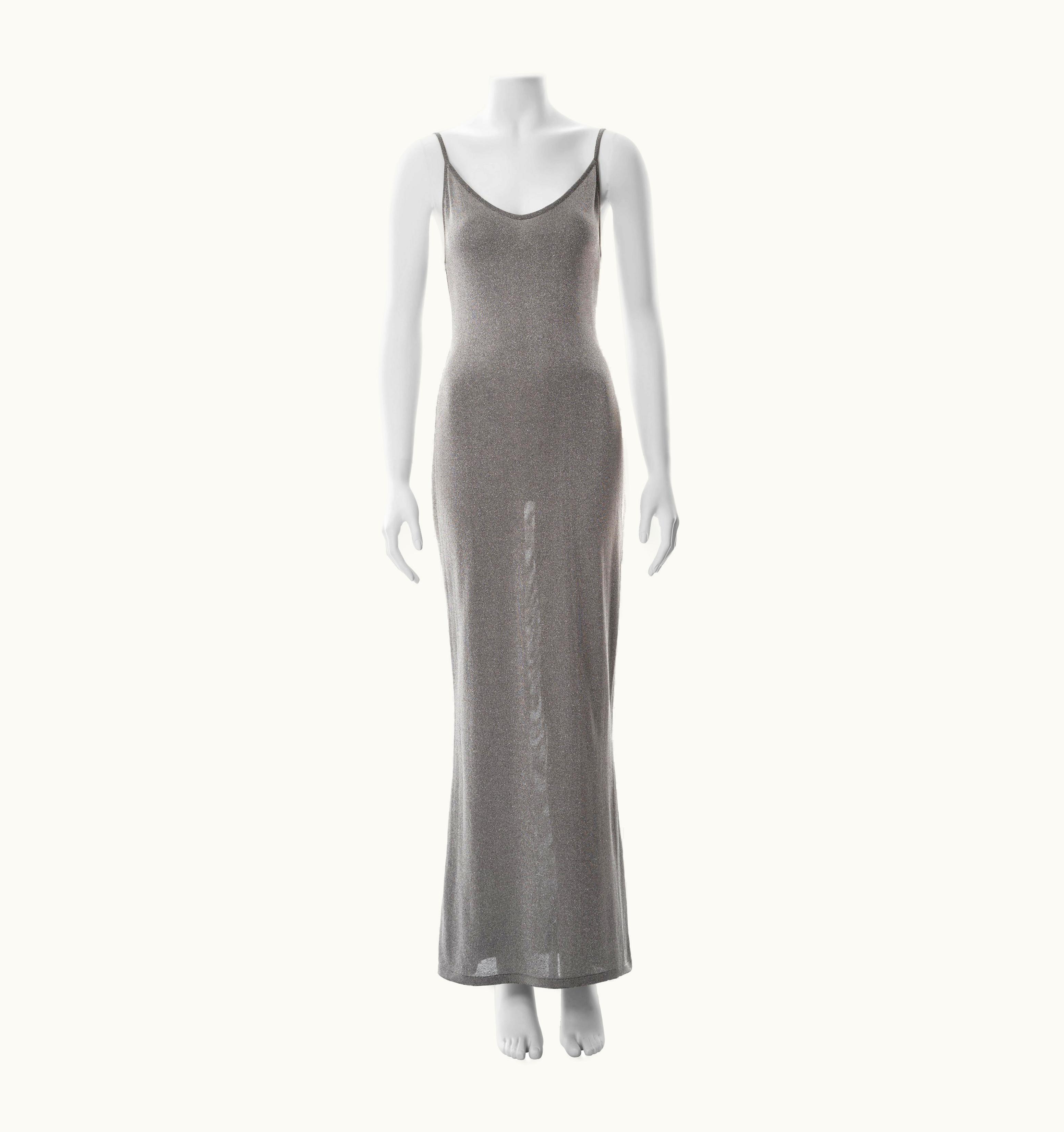 Dior Christian Dior By John Galliano Silver Knitted Lurex Evening Slip Dress, AW 1998