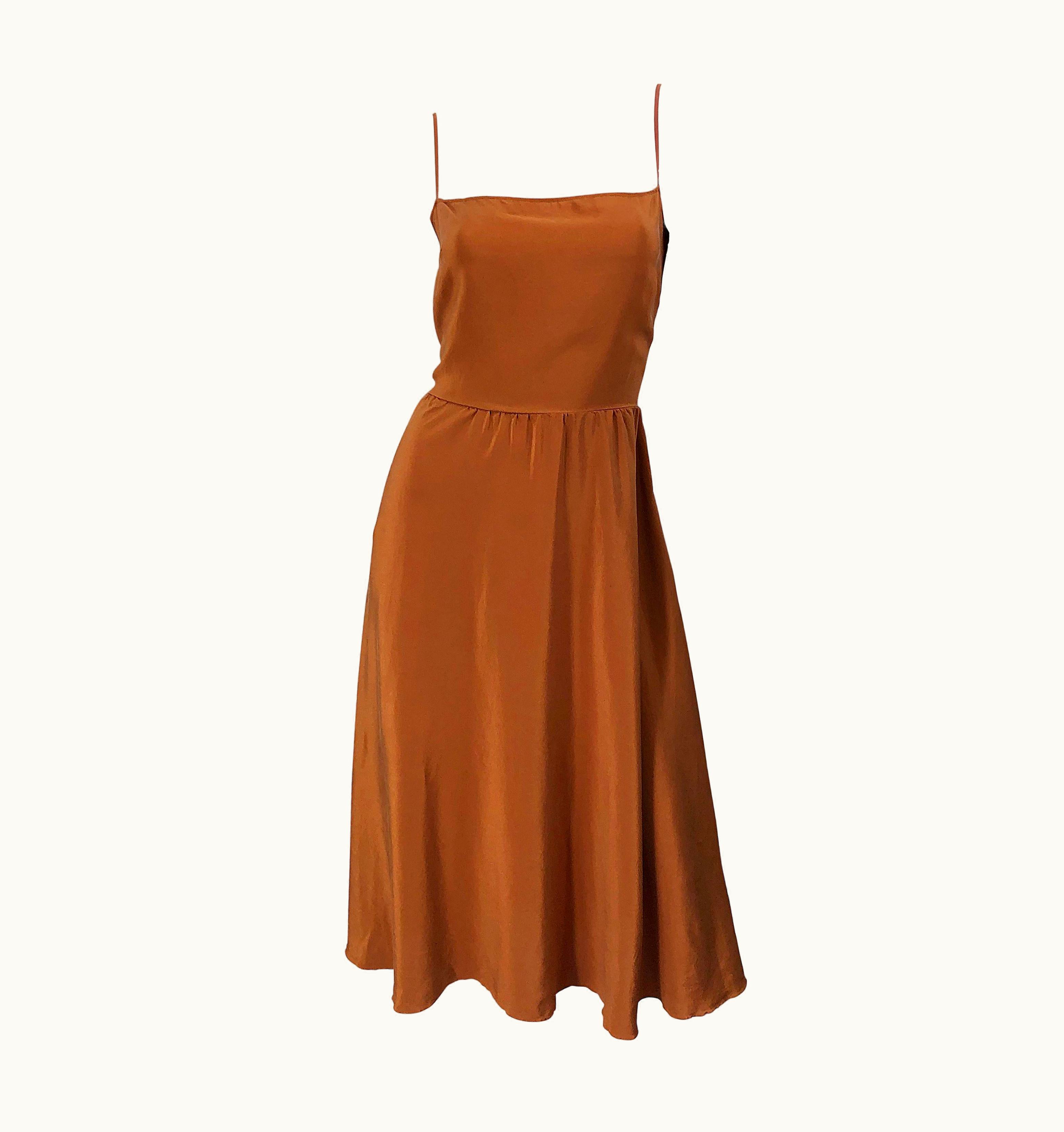 Dior Christian Dior John Galliano S/S 10 Terra Cotta Tan Silk Vintage Slip Dress