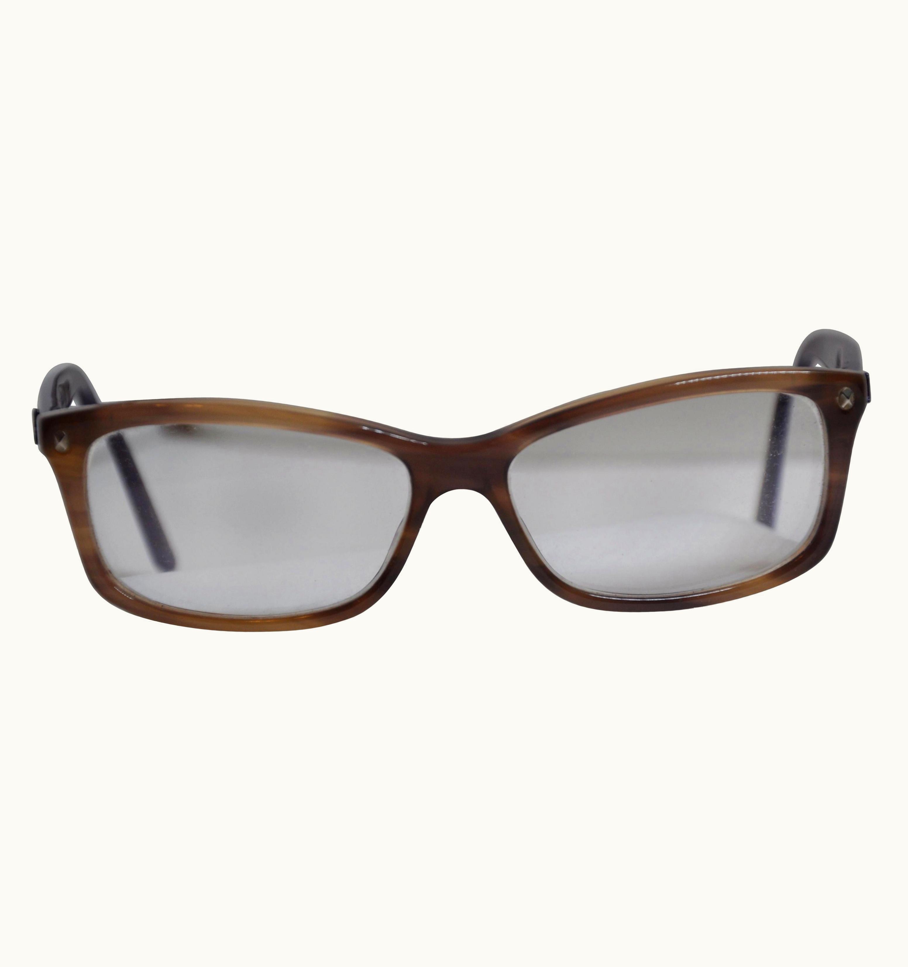 Dior Christian Dior Warm Tortoise Shell Lucite Accented With Corner Studs Glasses