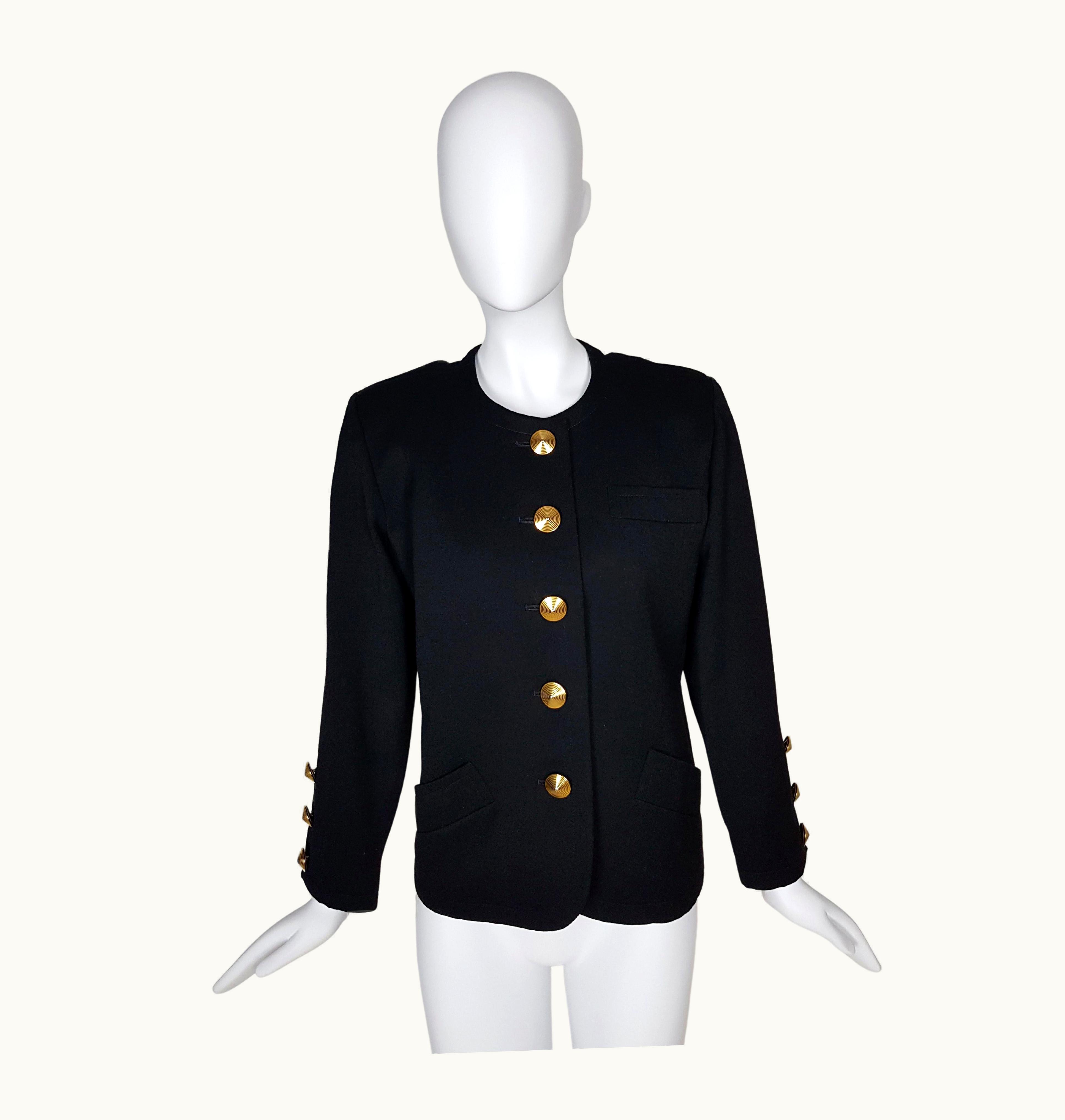 Saint Laurent Yves Saint Laurent YSL Black Blazer With Dome Buttons