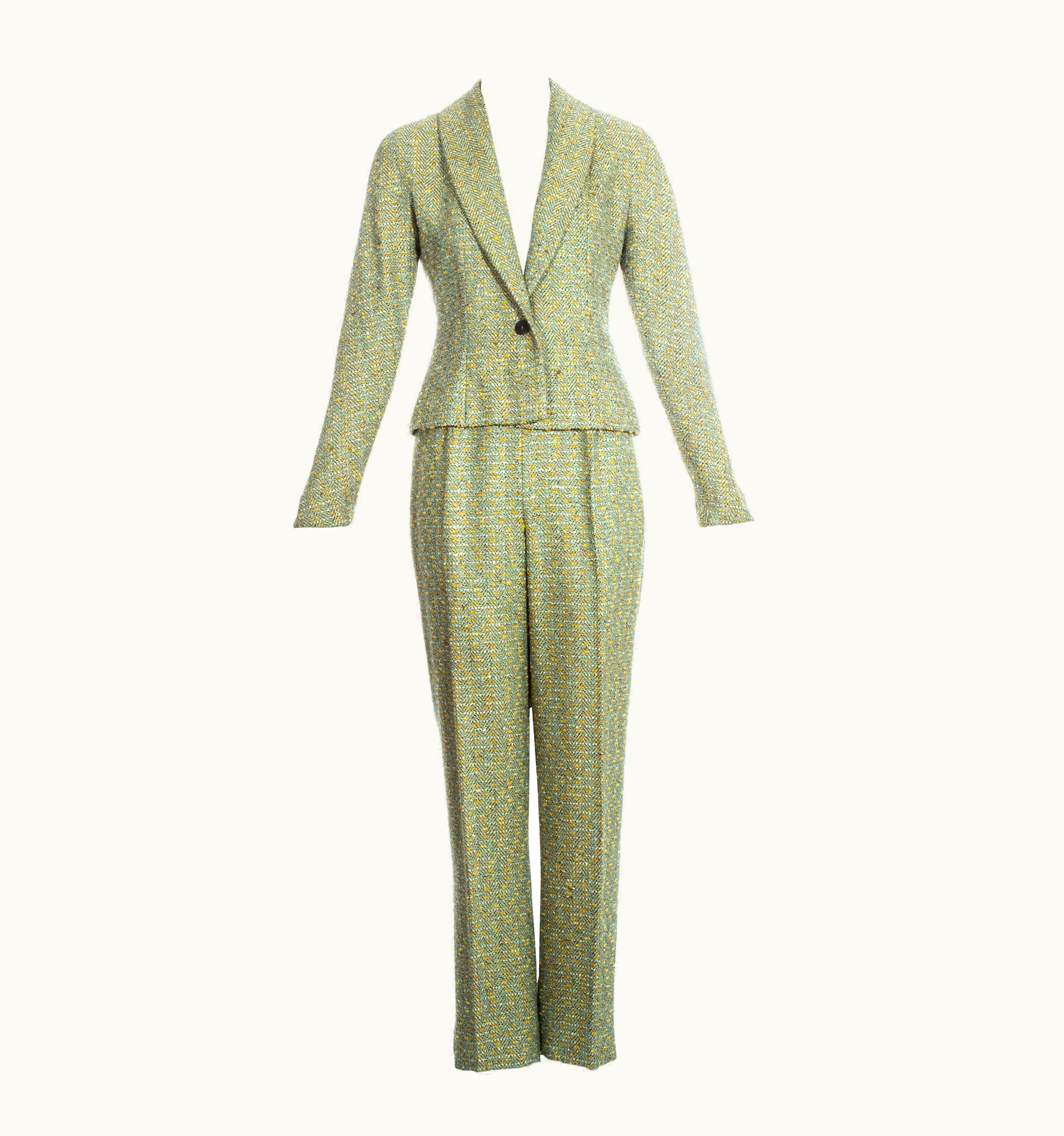 Dior Christian Dior By John Galliano Green Tweed 3-piece Suit, AW 1998