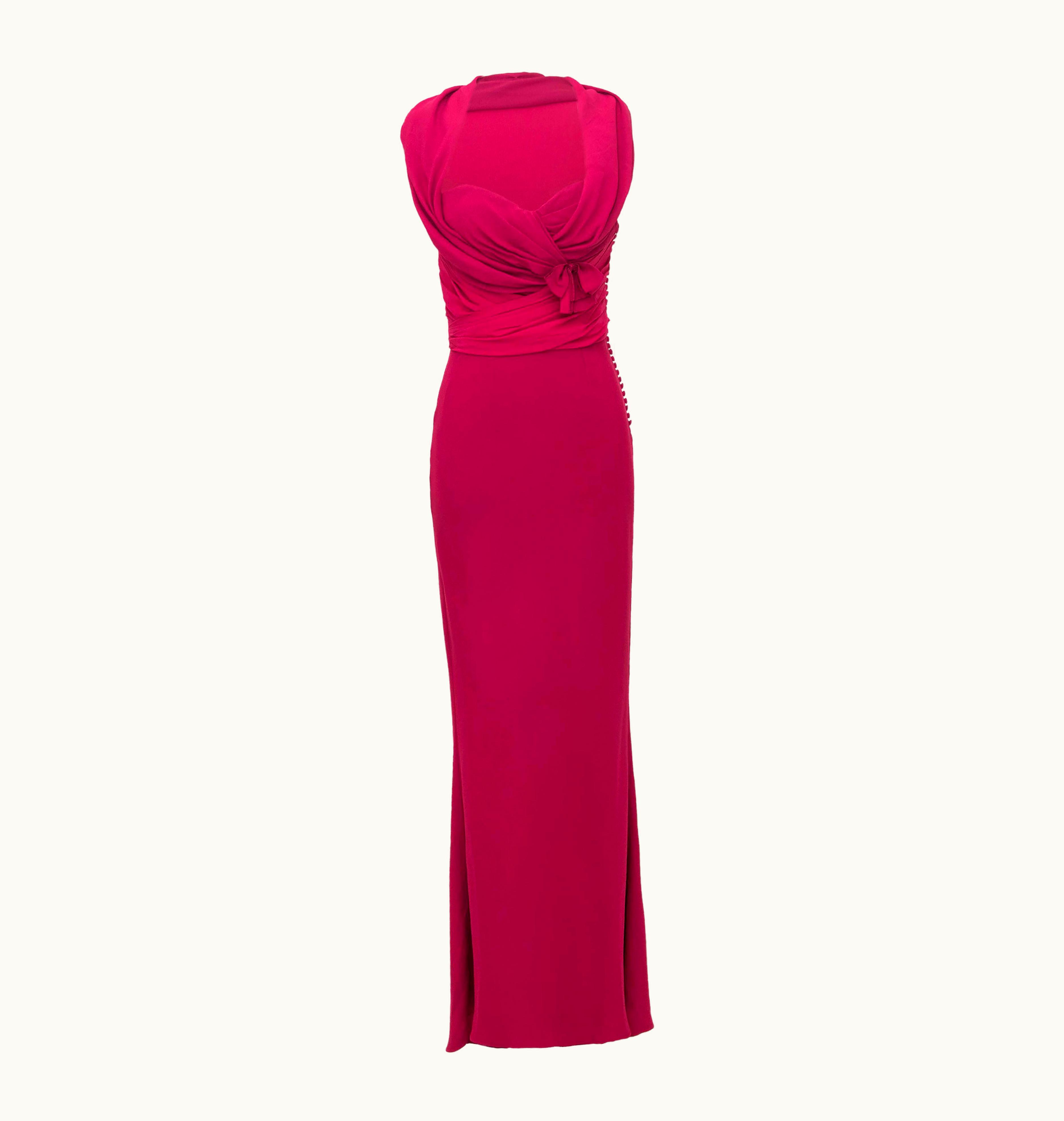 Dior 1990s Christian Dior Deep Fuchsia Pink Crepe Gown