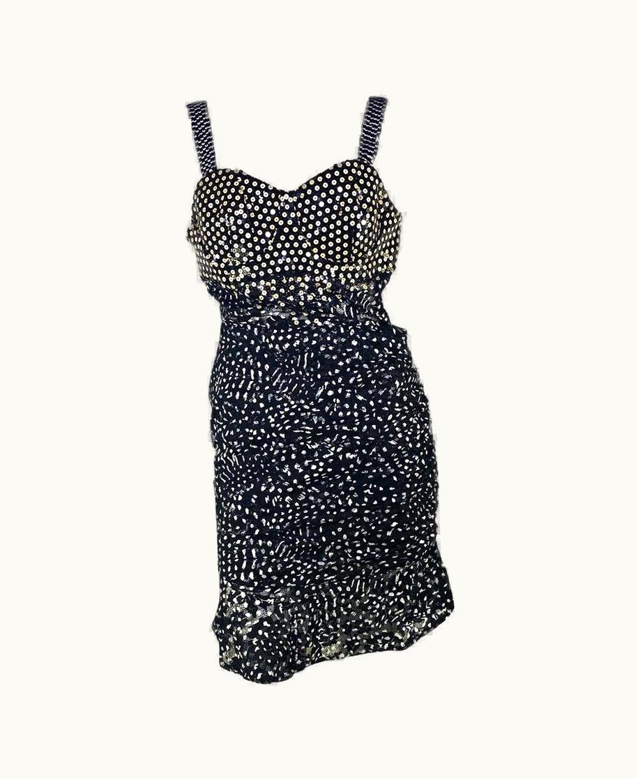 Dior S/S 1995 Christian Dior By Gianfranco Ferré Sequin Black White Bodysuit Skirt