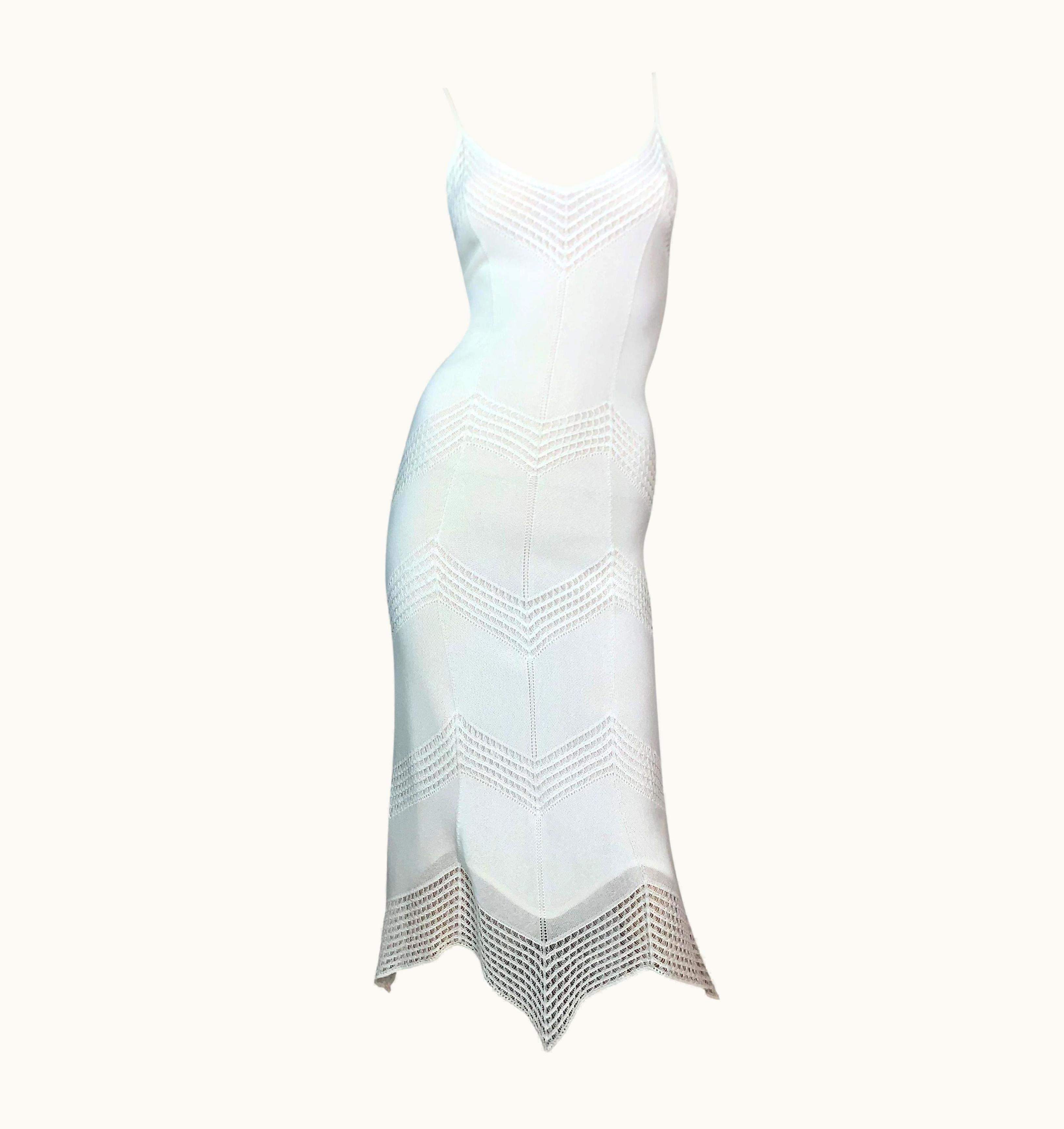 Dior S/S 1999 Christian Dior John Galliano Runway Ivory Knit Bodycon Dress