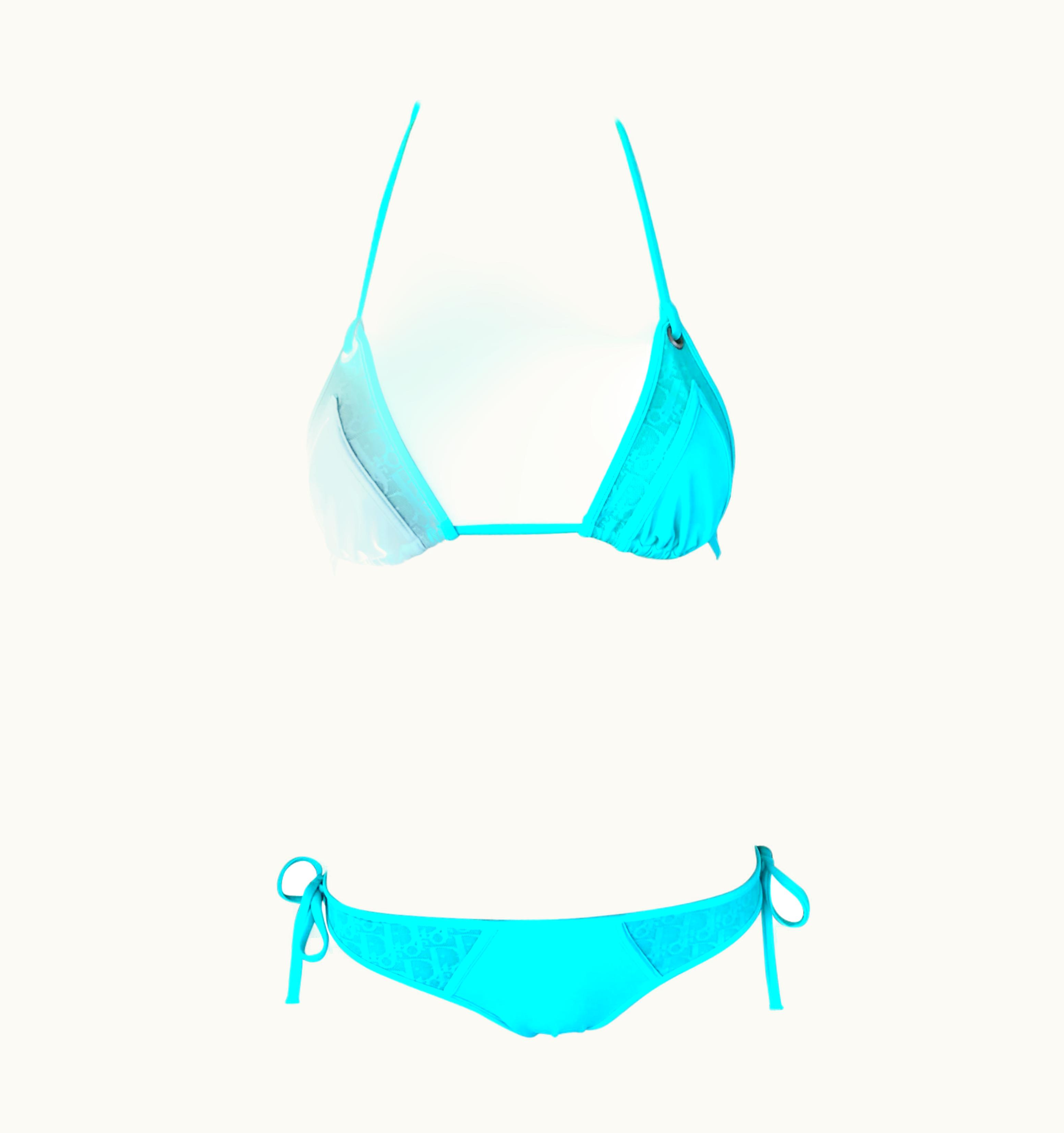 Dior Christian Dior Vintage Unworn Logo Monogram Sheer Bikini Swimwear 2 Piece Set