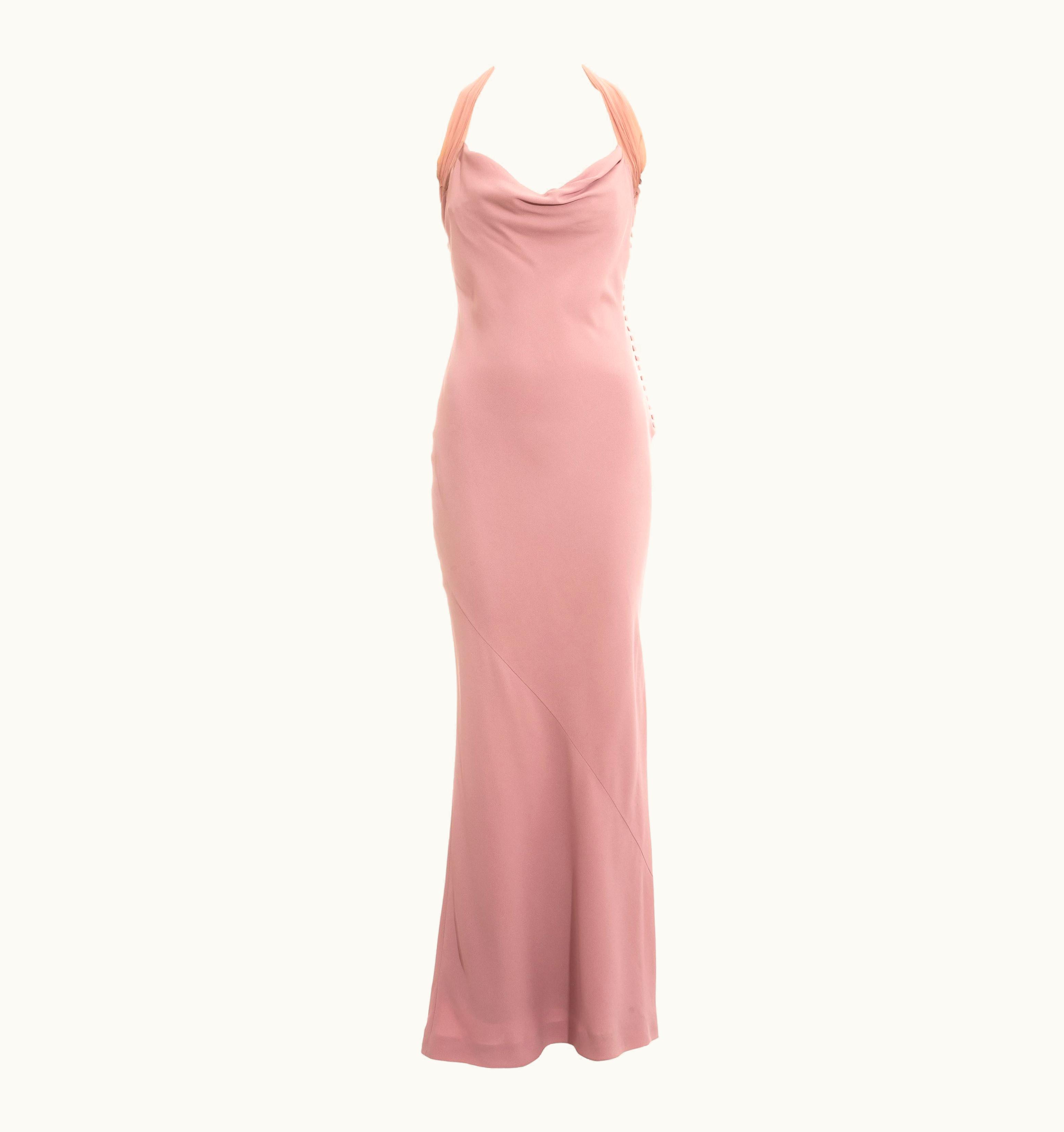 Dior Christian Dior By John Galliano Pink Crepe Halter-neck Lace Up Dress, AW 1999 UZ0570359