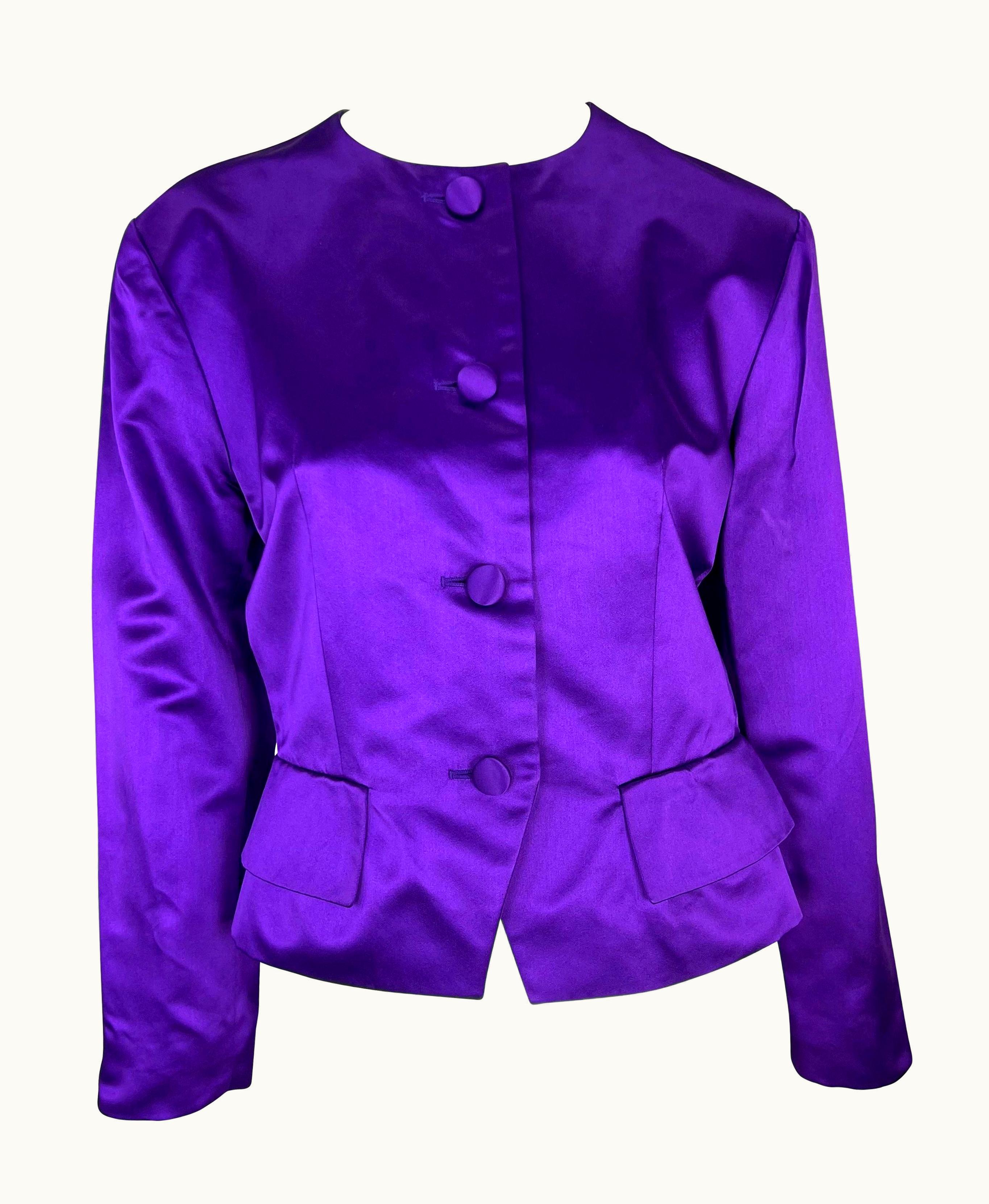 Dior Early 1990s Christian Dior By Gianfranco Ferré Purple Silk Satin Jacket