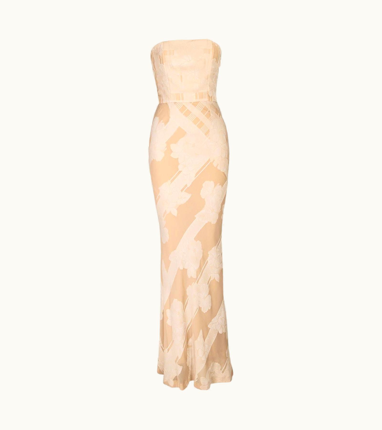 Dior S/S 1998 Christian Dior By John Galliano Cream Silk Brocade Dress