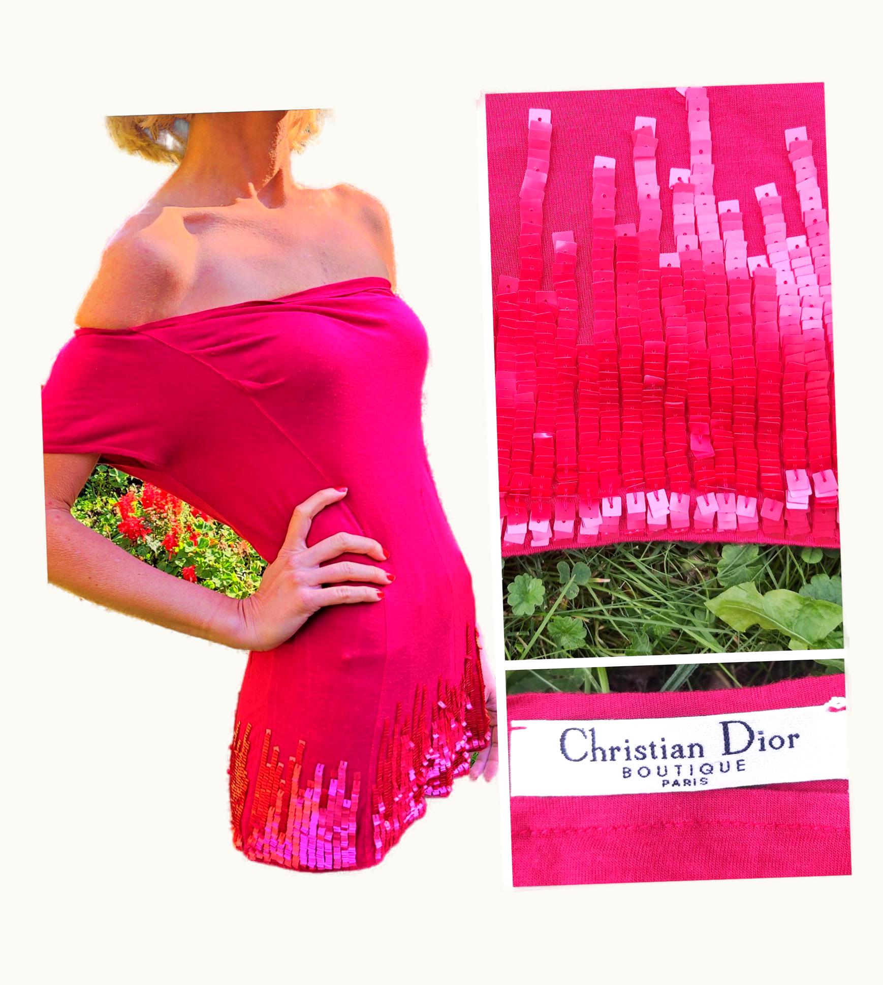 Dior Christian Dior Glitter J'adore Red Doir Monogram Logo Strass Blouse Top