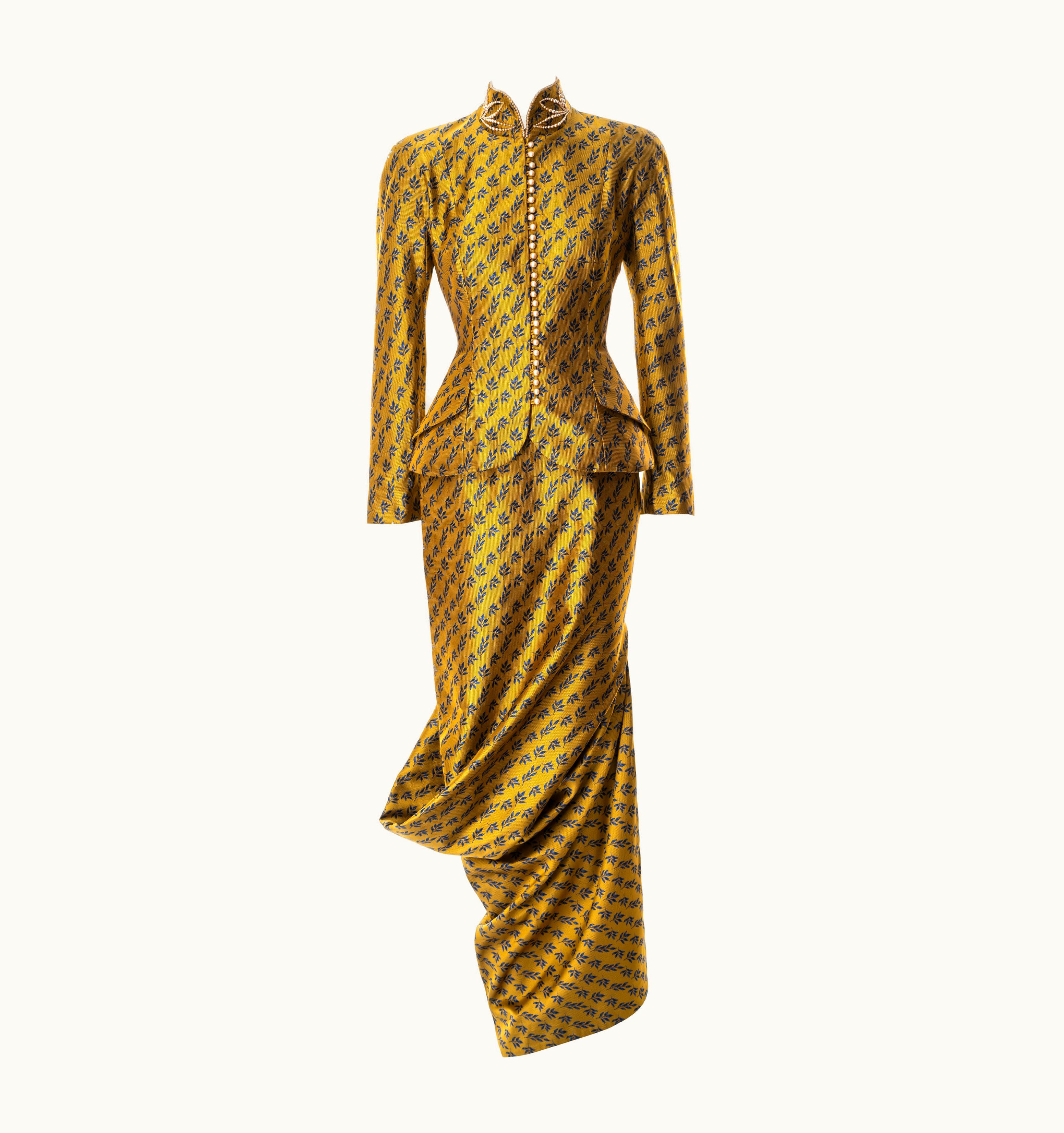 Dior Christian Dior By John Galliano Gold Silk Jacquard Evening Skirt Suit, AW 1997