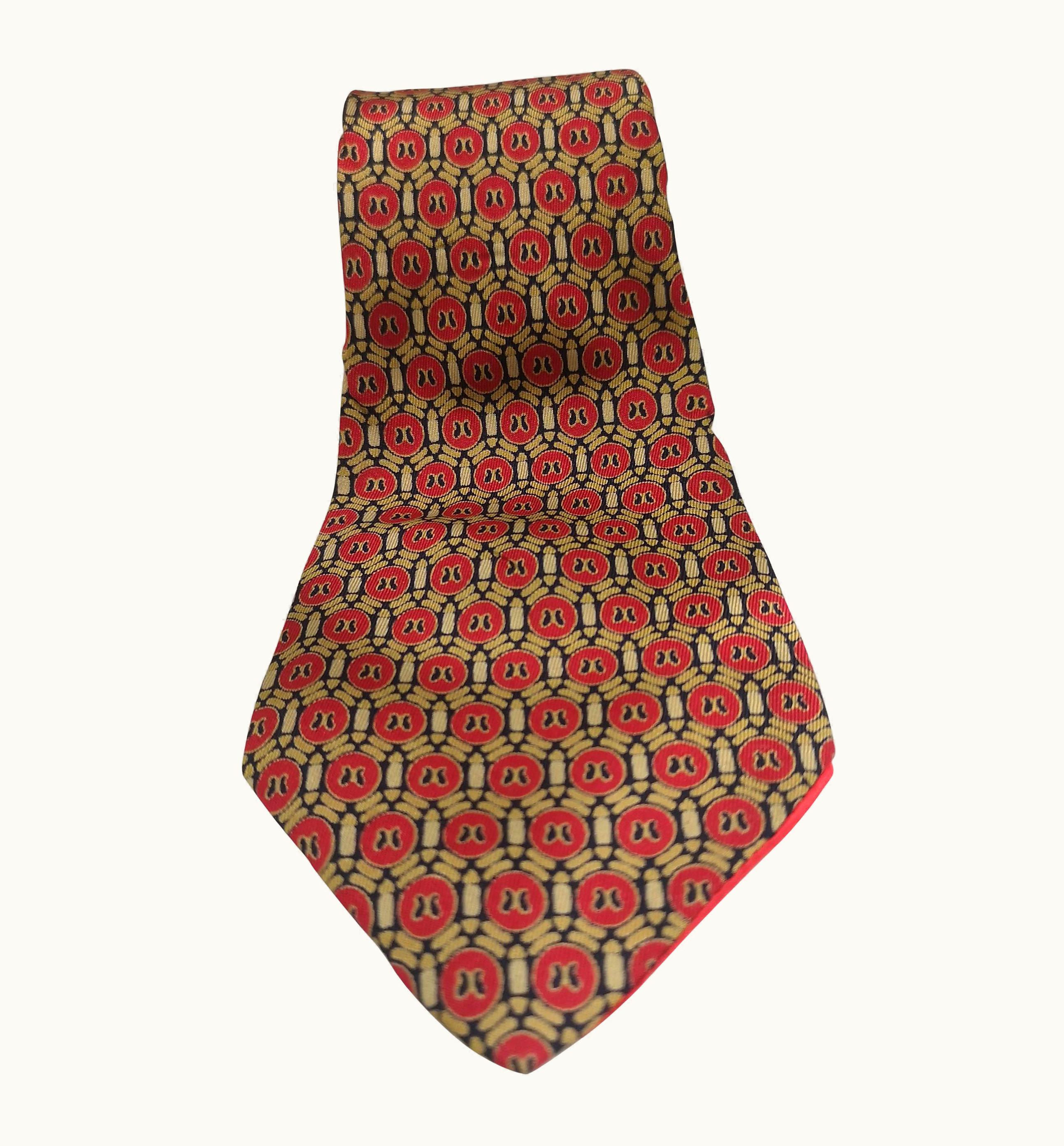 Dior Christian Dior Red Multicoloured Silk Tie