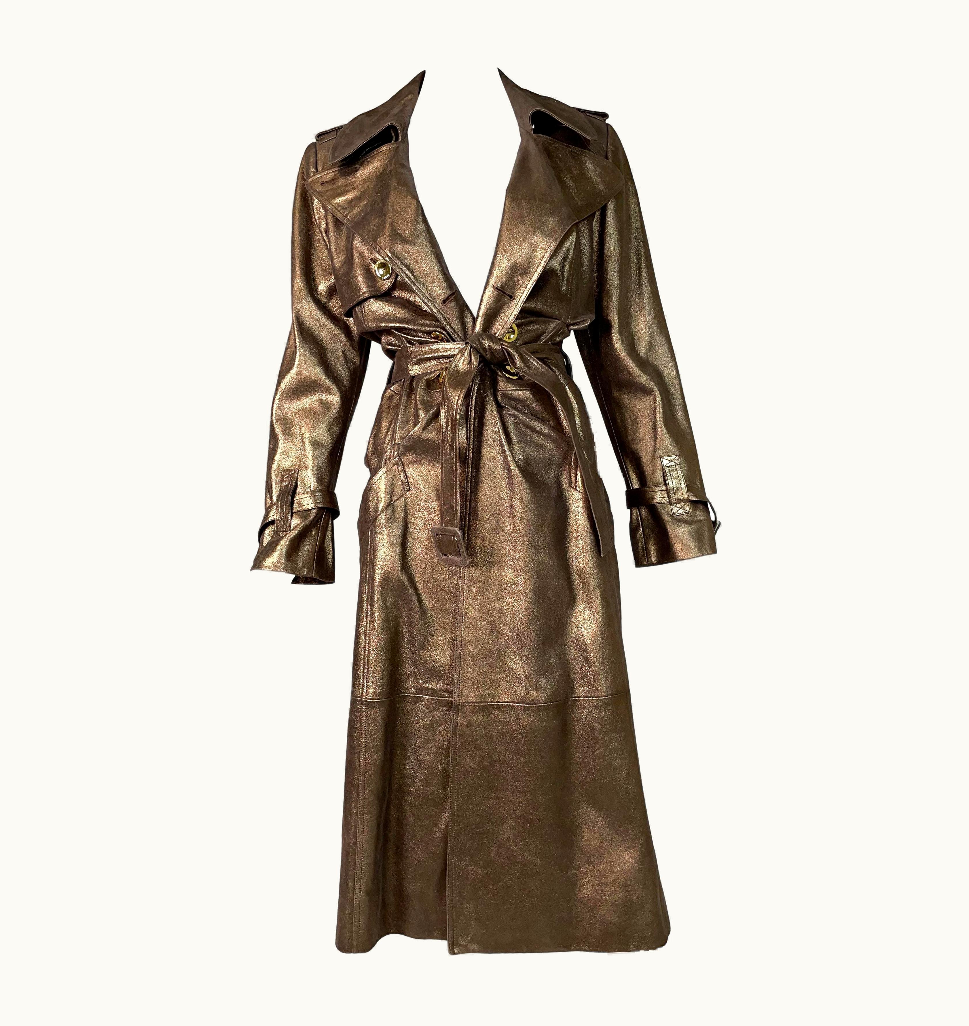 Dior S/S 2004 Christian Dior By John Galliano Runway Bronze Metallic Leather Coat