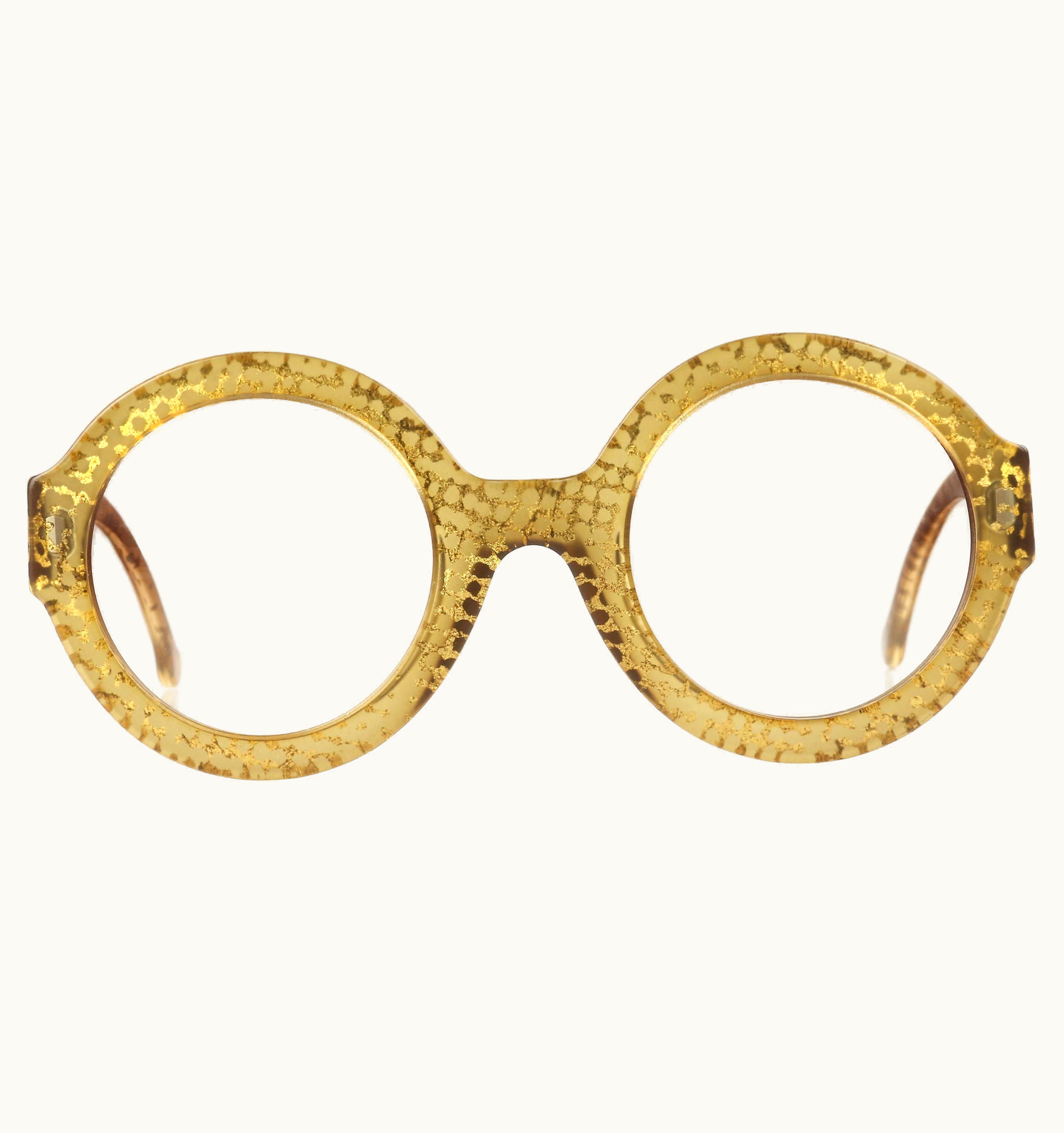 Dior Christian Dior S/S 1992 Translucent Gold Dot Round Optyl Frame Sunglasses