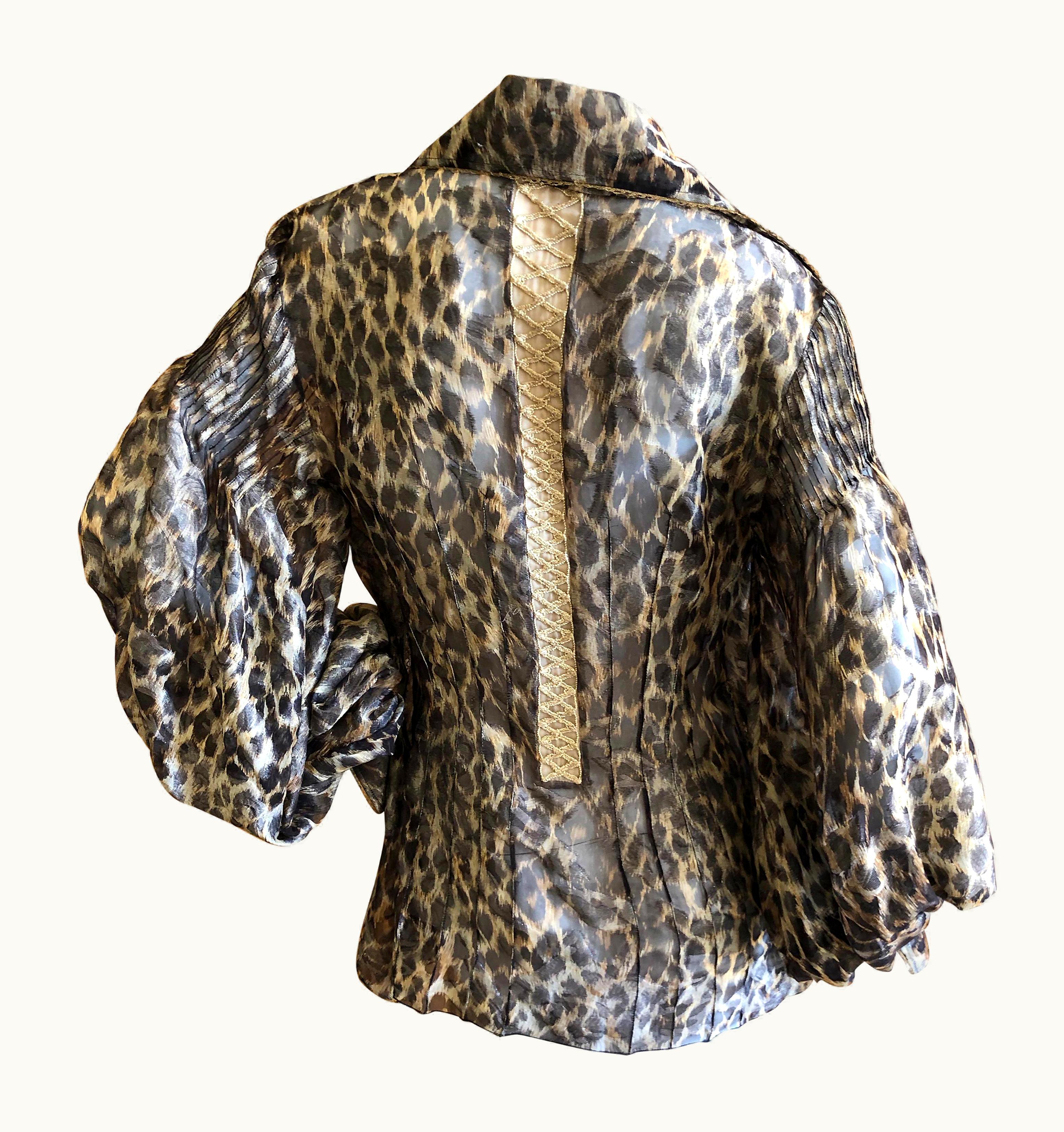 Dior Christian Dior Gianfranco Ferre Numbered Demi Couture Leopard Print Silk Jacket