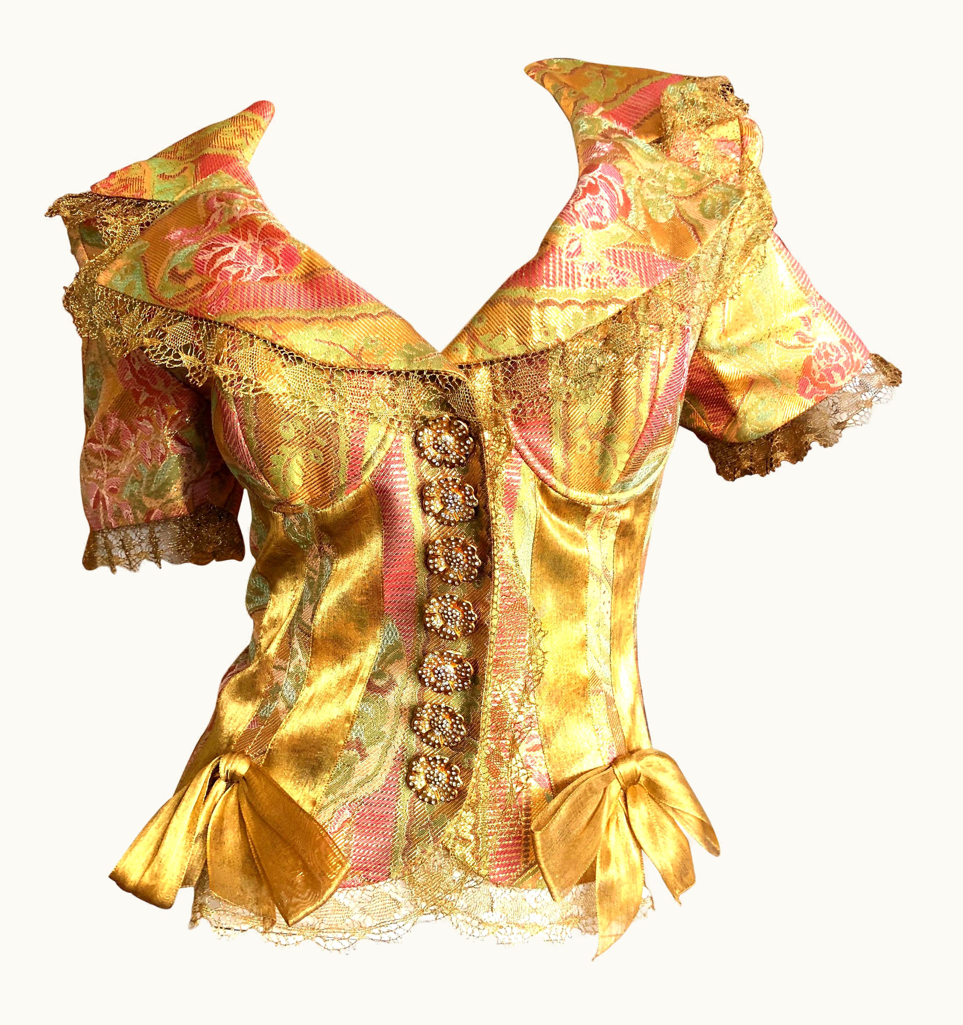 Dior Christian Dior Gianfranco Ferre Numbered Demi Couture Gold Brocade Silk Jacket