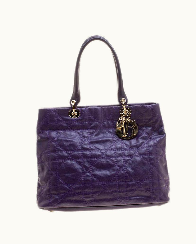 Dior Dior Purple Quilted Nylon Lady Dior Tote