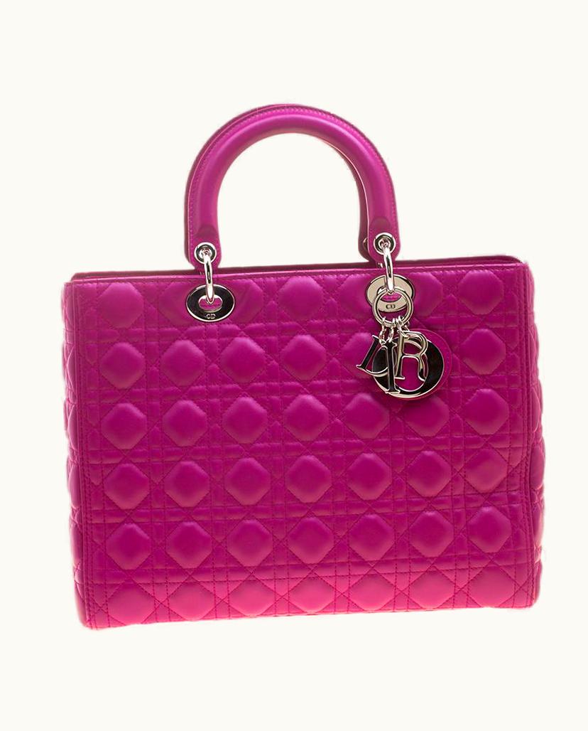 Dior Dior Magenta Leather Large Lady Dior Tote