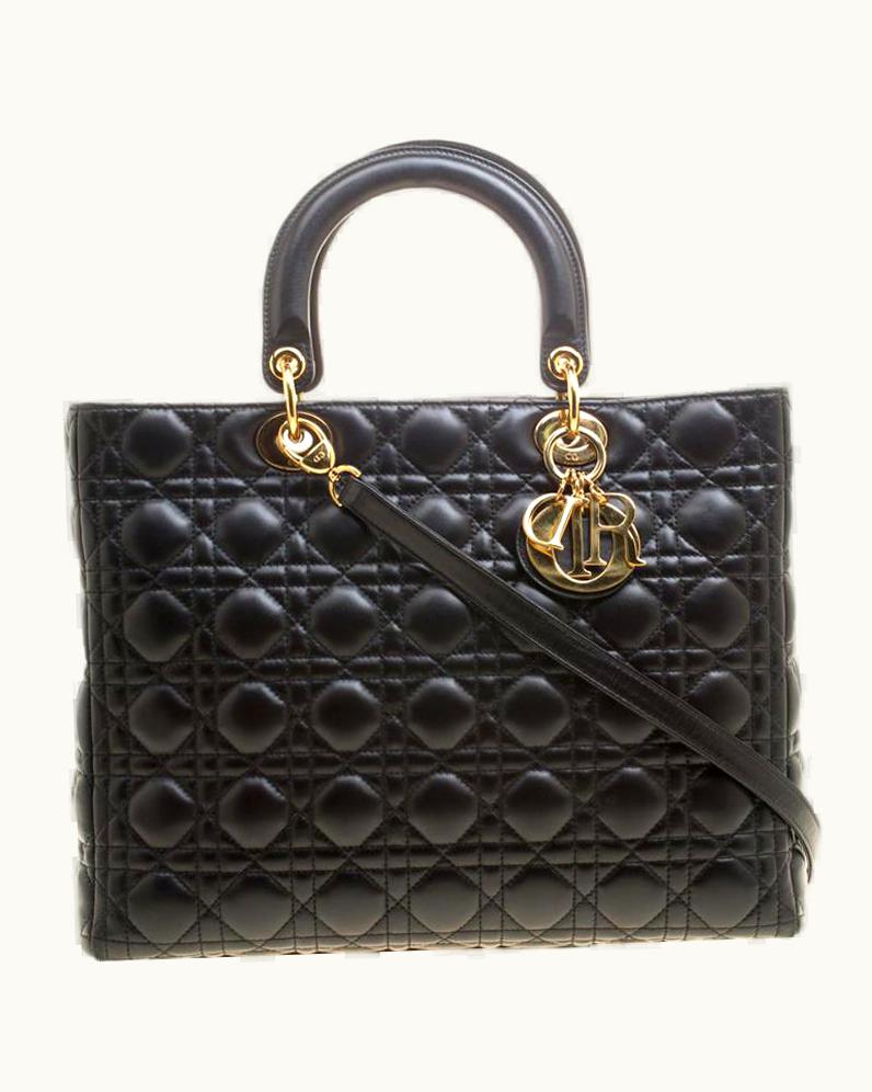 Dior Dior Black Leather Large Lady Dior Tote UZ0570433