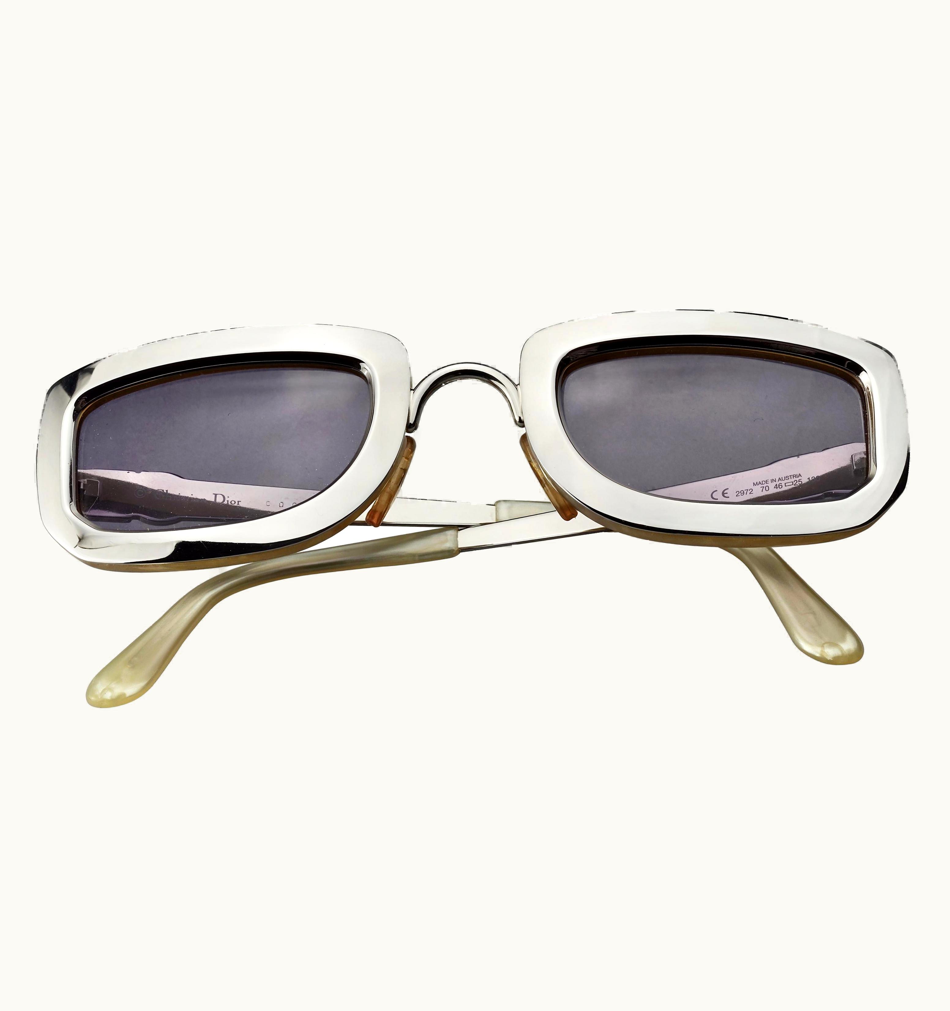 Dior Vintage 1995 Christian Dior Silver Chrome Futuristic Sunglasses