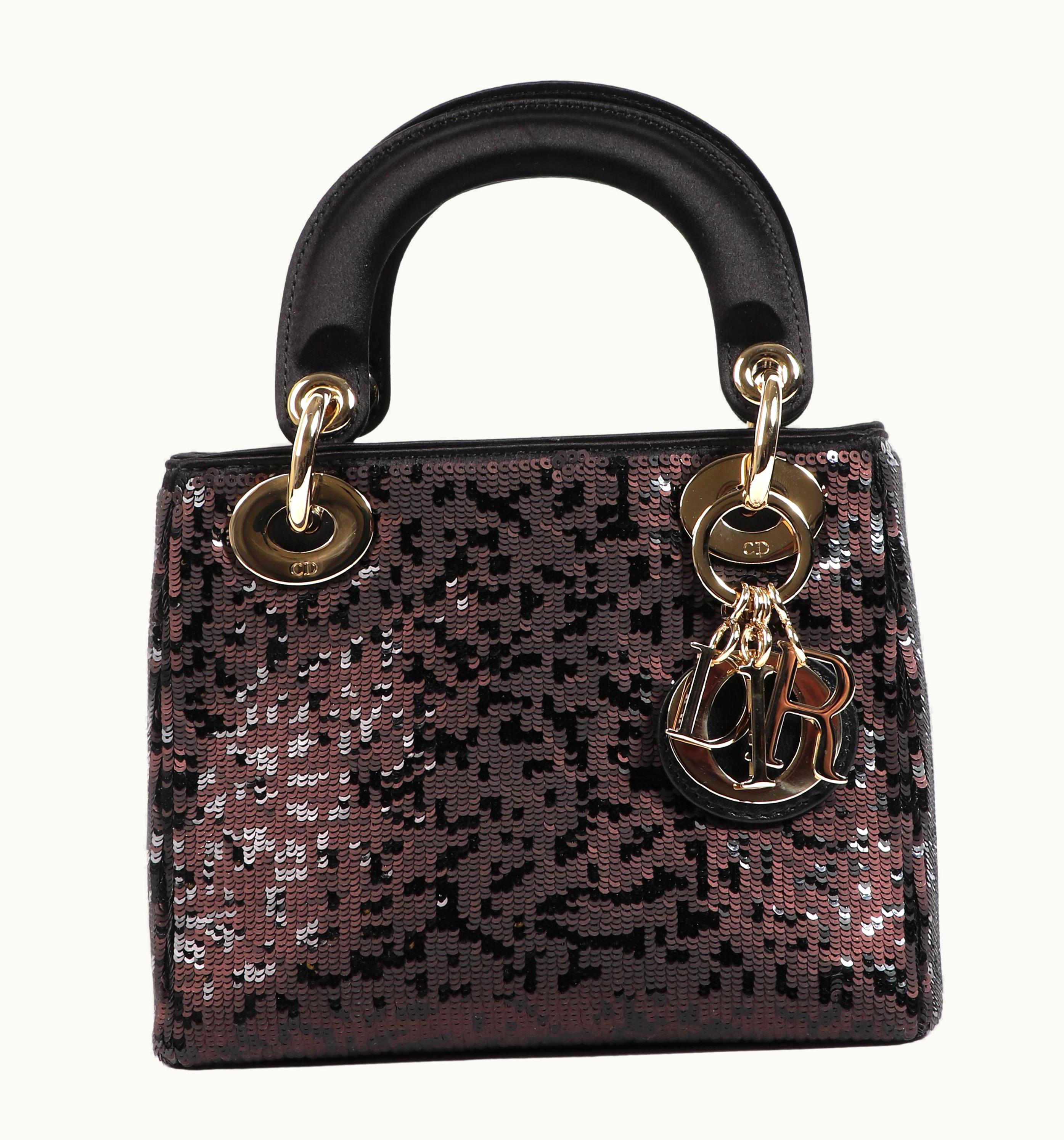 Dior Christian Dior Sequin Embellished Satin Abc Mini Lady Dior