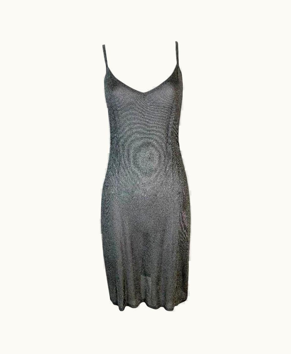 Dior 1998 Christian Dior John Galliano Sheer Silver Knit Mini Dress