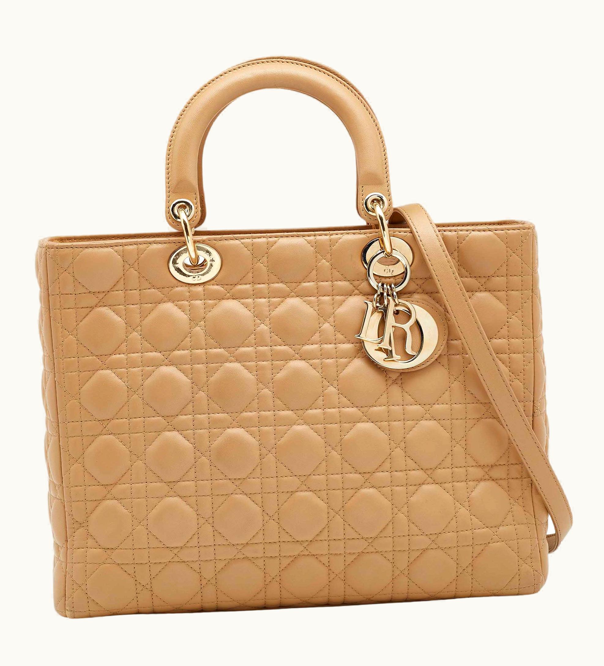 Dior Dior Beige Cannage Leather Large Lady Dior Tote UZ0570498