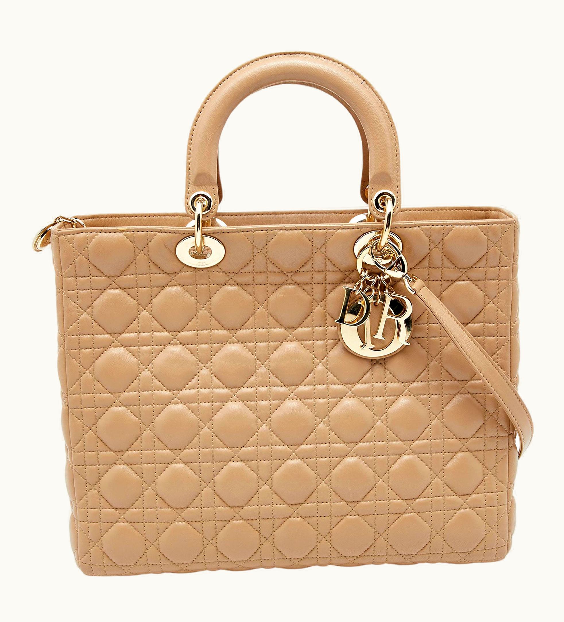 Dior Dior Beige Cannage Leather Large Lady Dior Tote UZ0570501