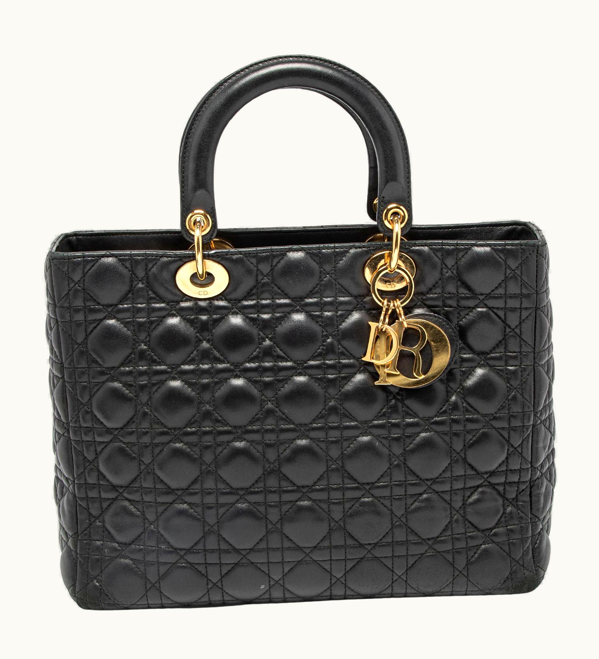 Dior Dior Black Cannage Leather Large Lady Dior Tote UZ0570509