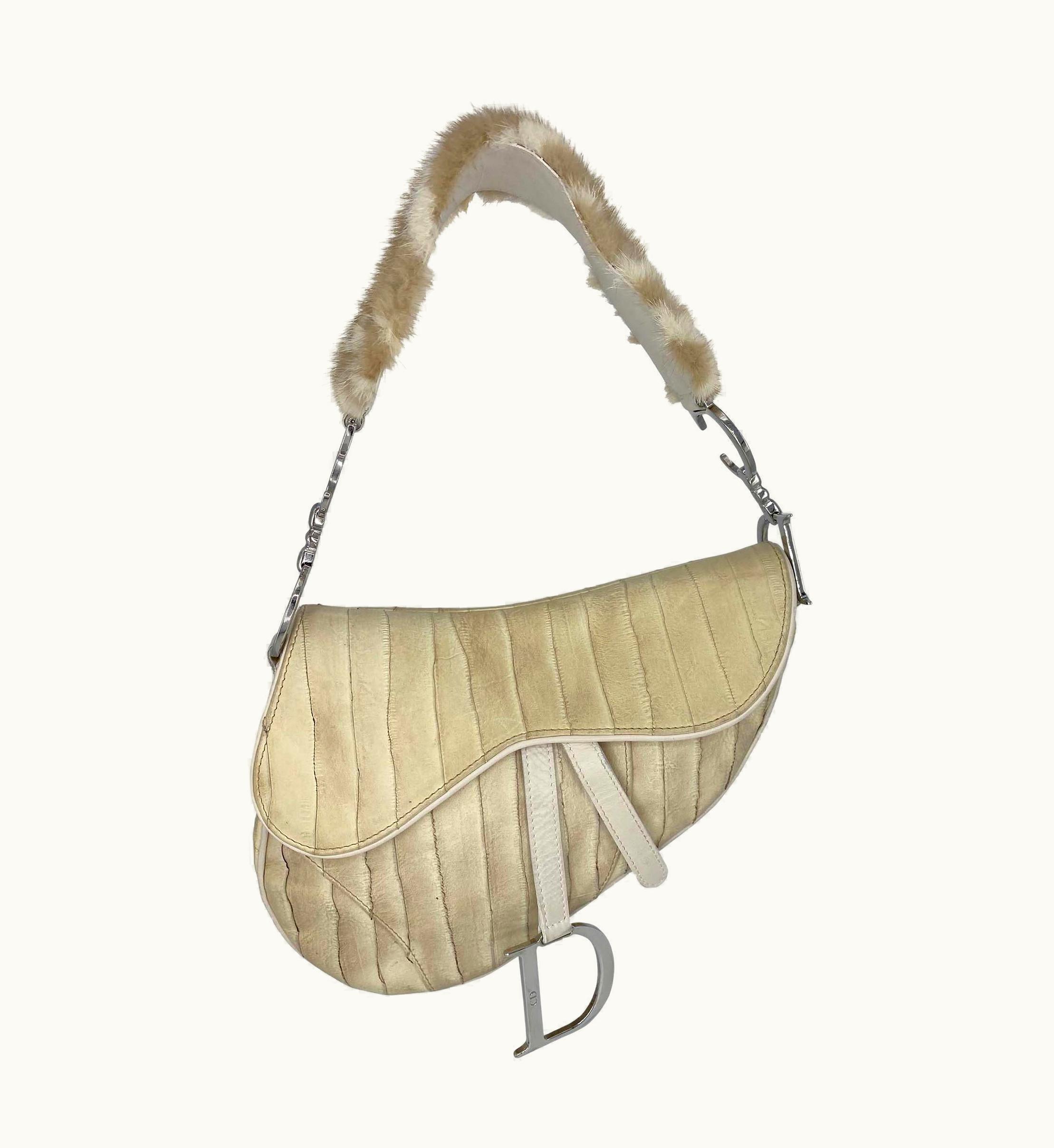 Dior AW 2004 Christian Dior By John Galliano Mink Eel Distressed Saddle Bag