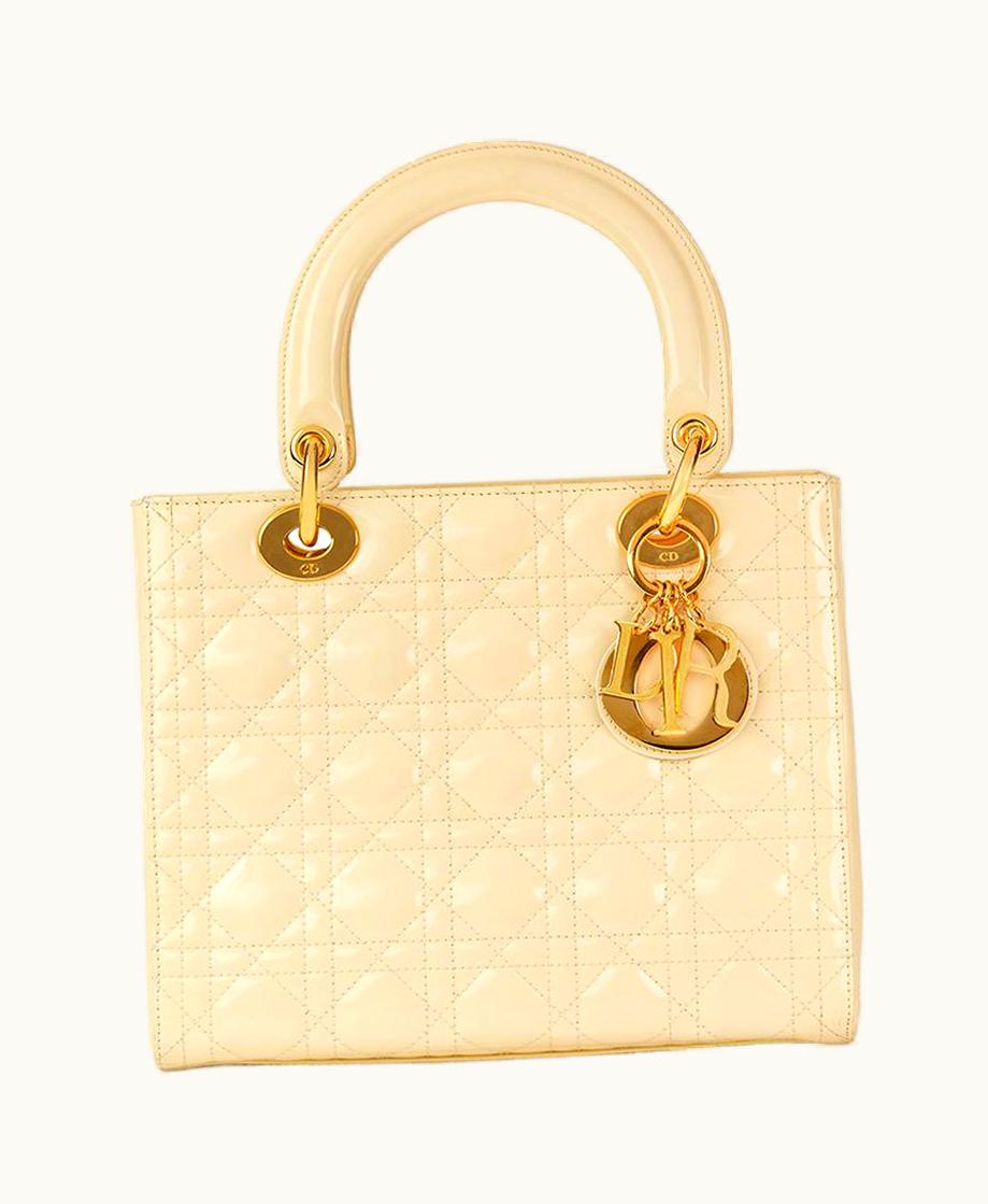 Dior 1999 Christian Dior Vanilla Quilted Patent Leather Lady Dior mm UZ0570517