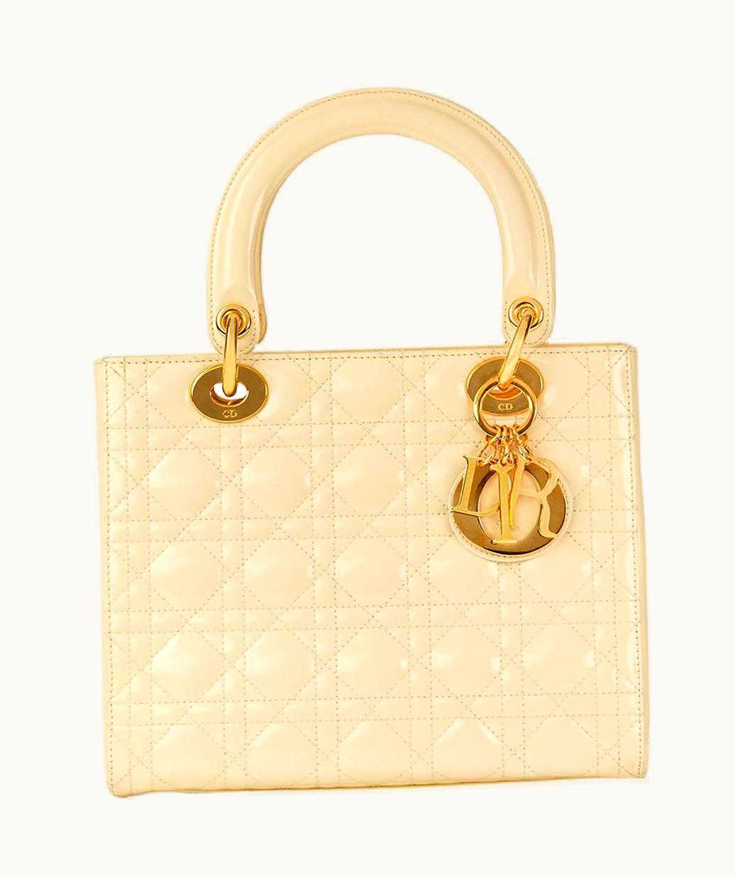 Dior 1999 Christian Dior Vanilla Quilted Patent Leather Lady Dior mm UZ0570518