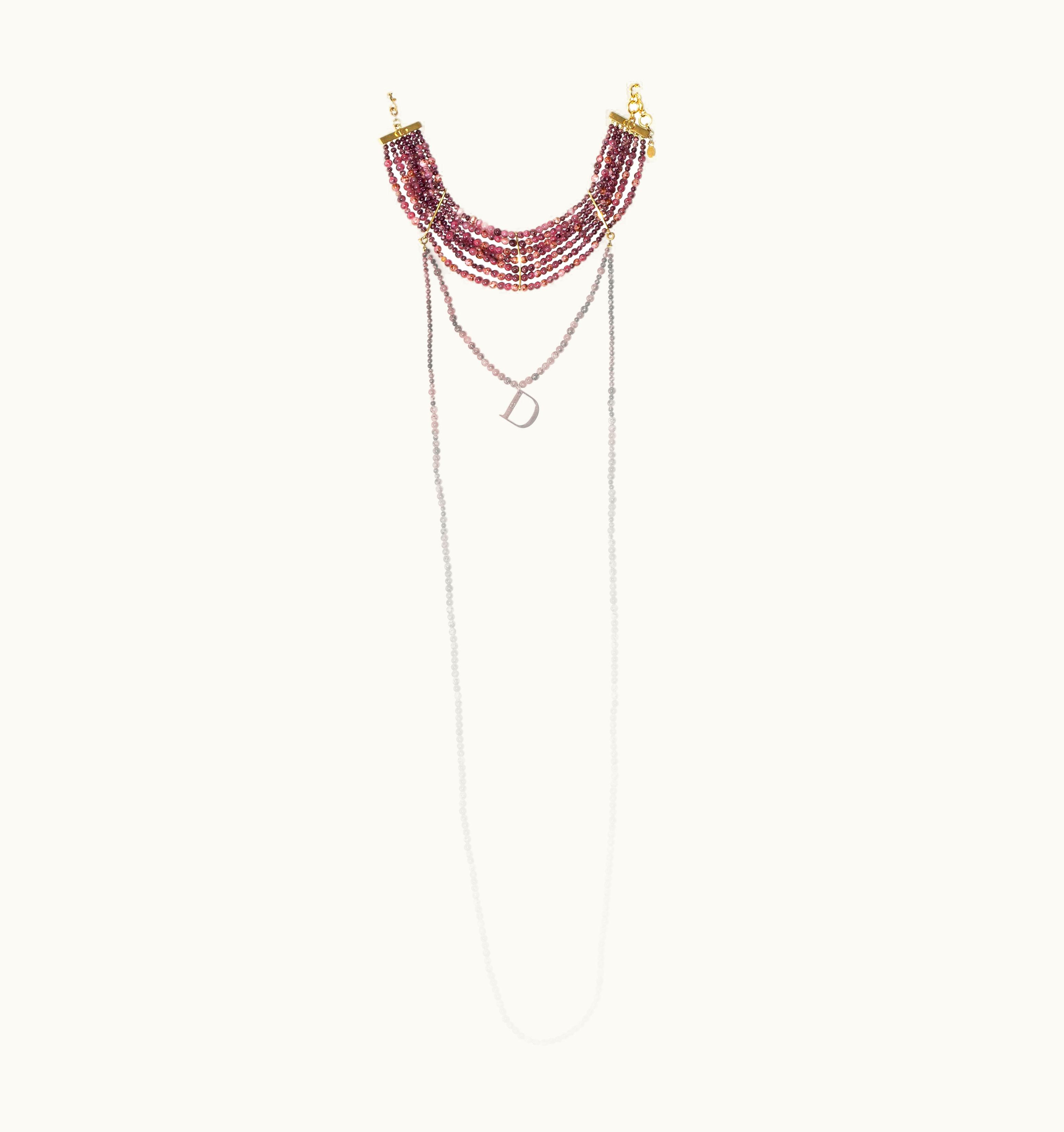 Dior Christian Dior By John Galliano Pink Marble Glass Bead Choker Necklace, AW 1999