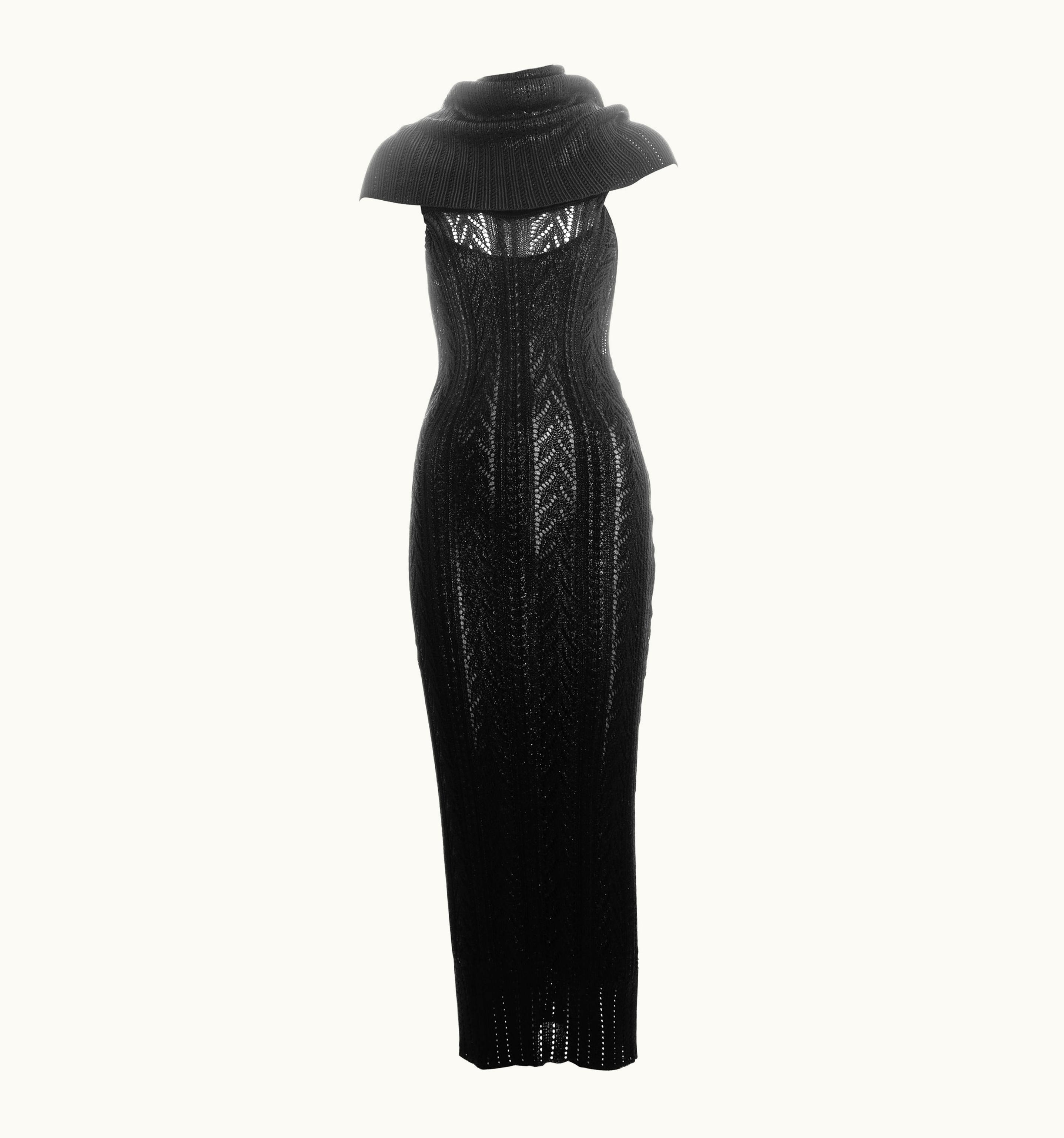 Dior Christian Dior By John Galliano Black Crochet-knit Evening Dress, AW 1999
