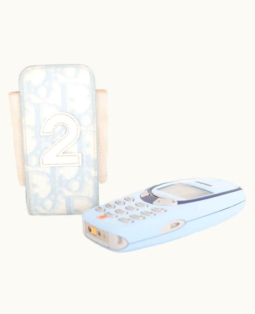 Dior Y2k Christian Dior 2000' Pale Blue Trotter Flip Phone Pouch Wristlet Case