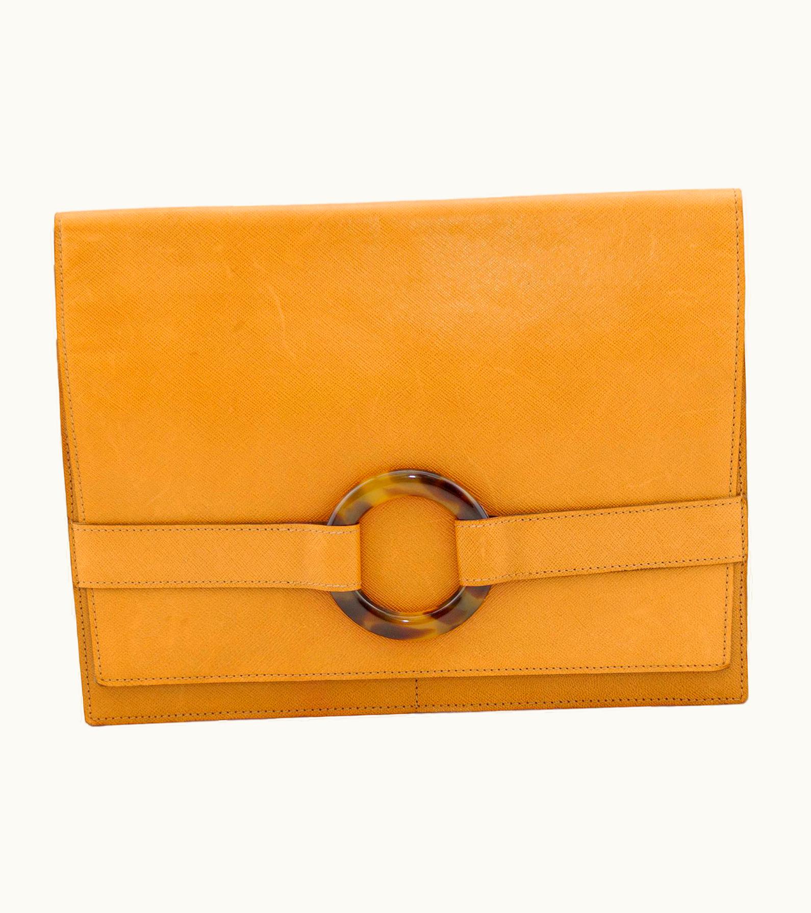 Dior Early 2000' Christian Dior Tan Cross Hatched Leather Envelope Clutch