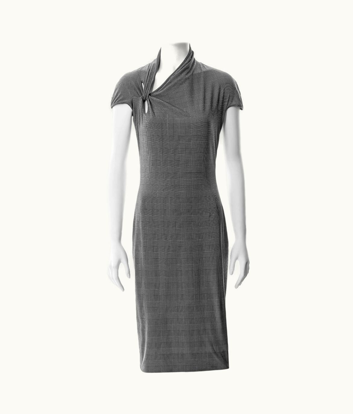 Dior Christian Dior By John Galliano Grey Checked Nylon Sheath Dress, S/S 2000