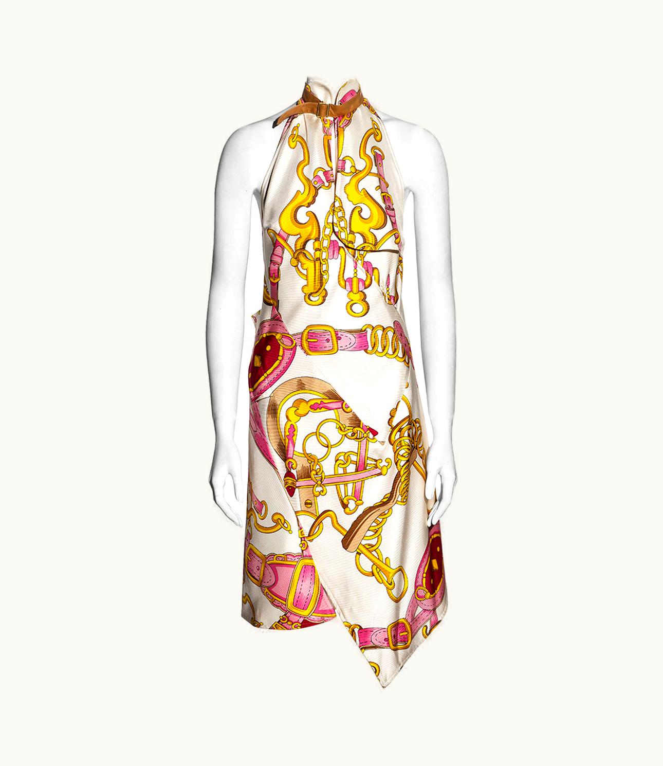 Dior Christian Dior By John Galliano Equestrian Printed Silk Scarf Dress, S/S 2000