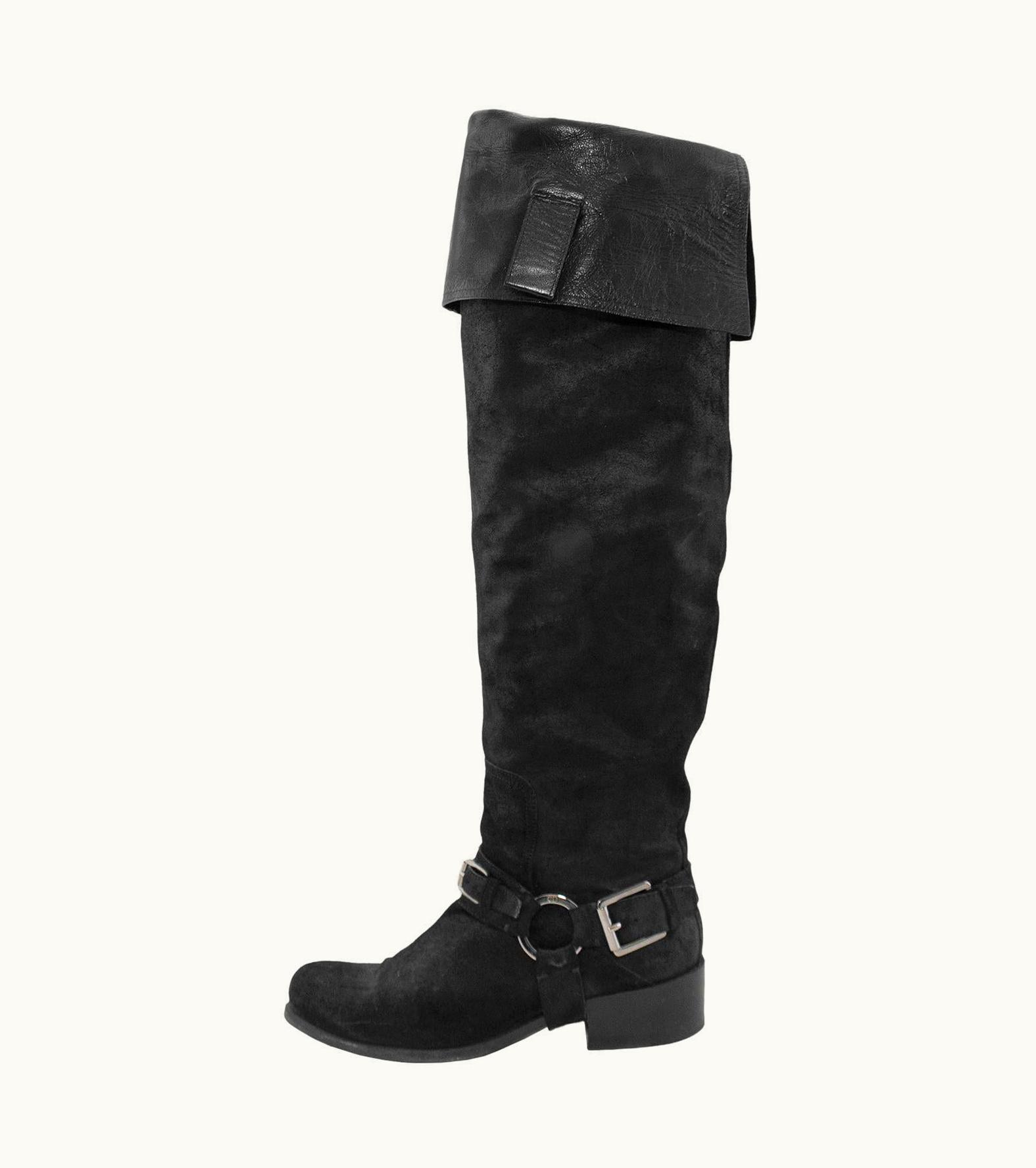Dior 2000' Christian Dior Black Suede Over-the-knee Boots
