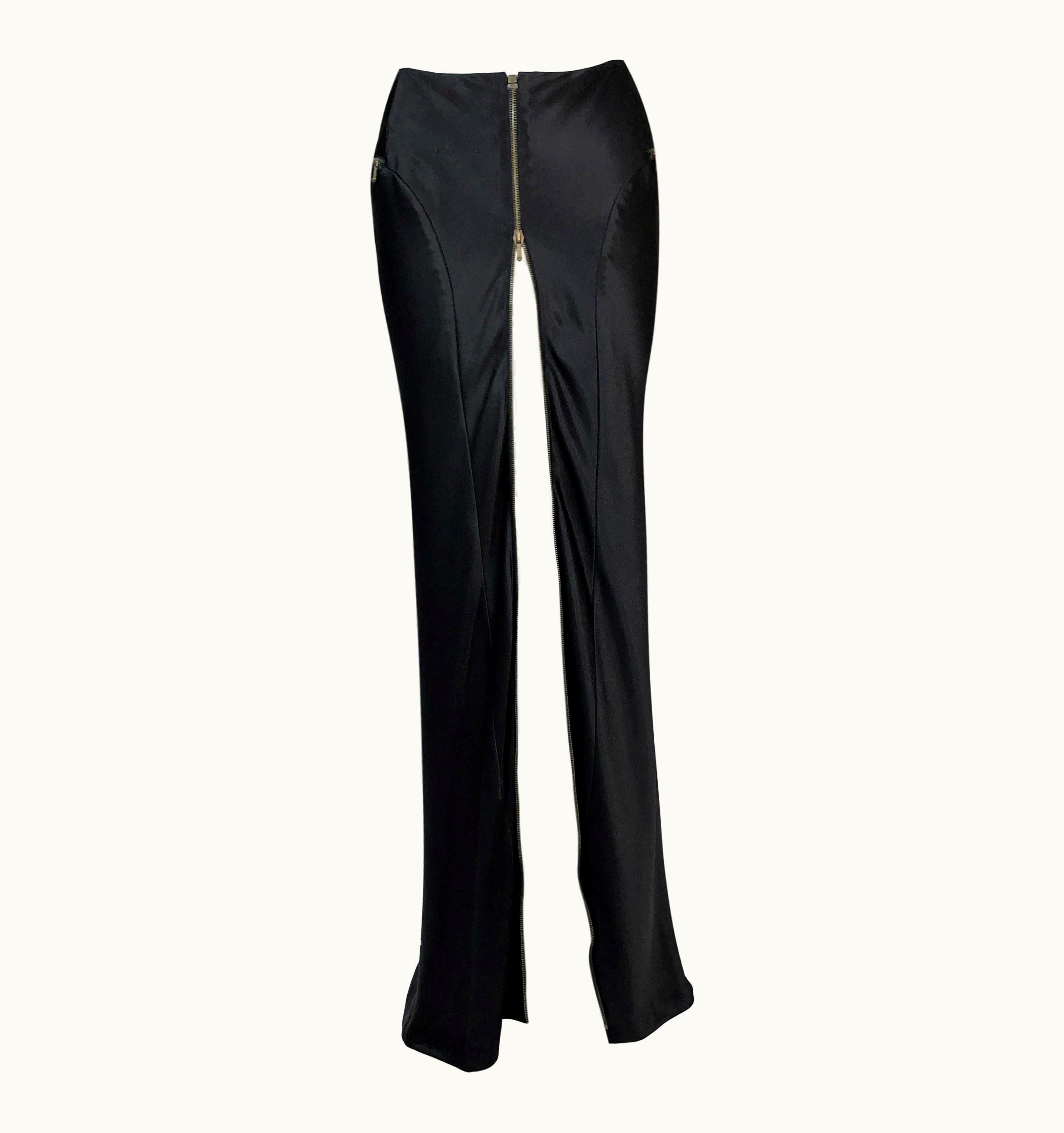 Dior AW 2000 Christian Dior John Galliano Black Stain High Slit Zip Maxi Skirt