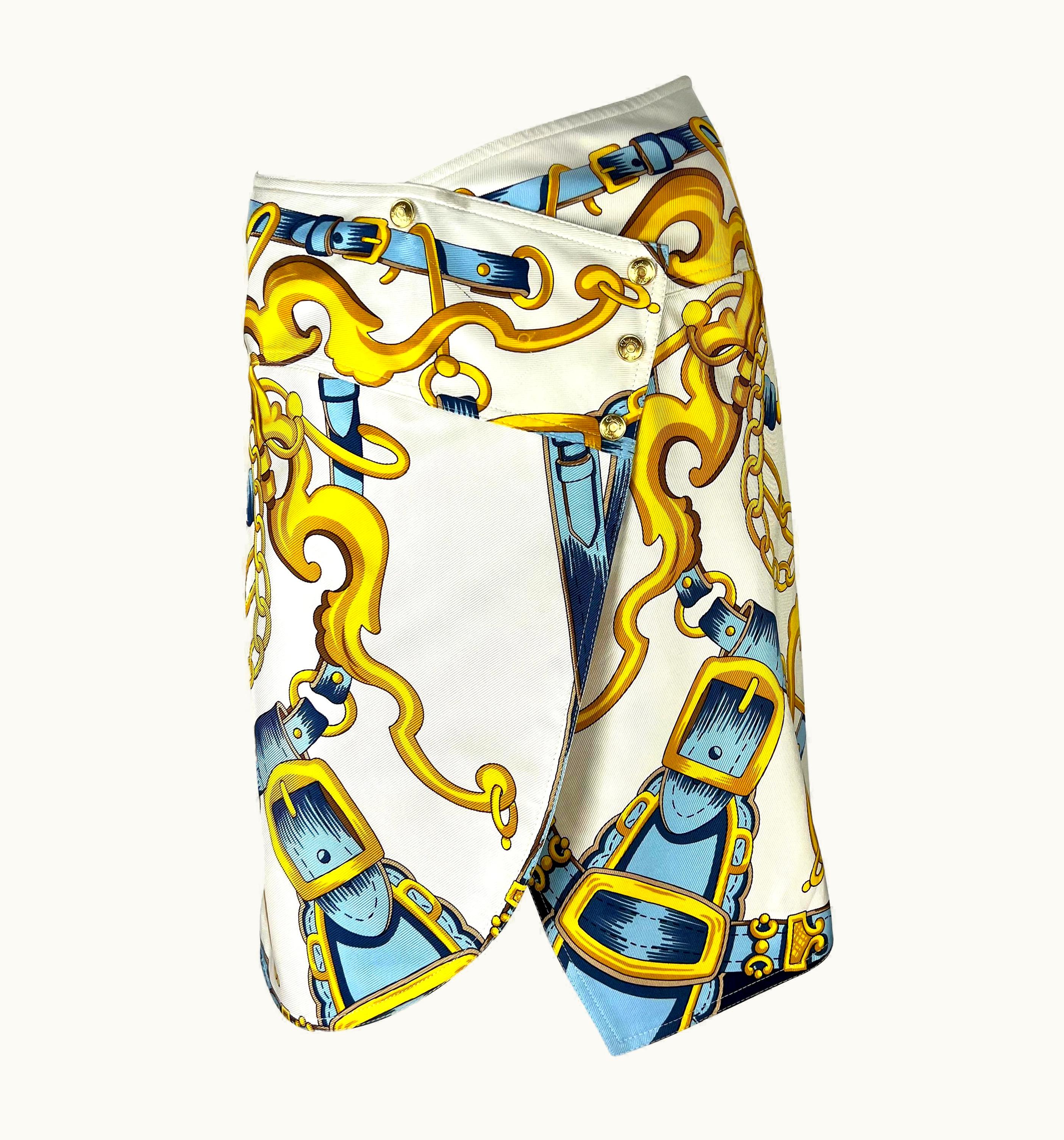 Dior S/S 2000 Christian Dior By John Galliano Runway White Silk Horsebit Print Skirt