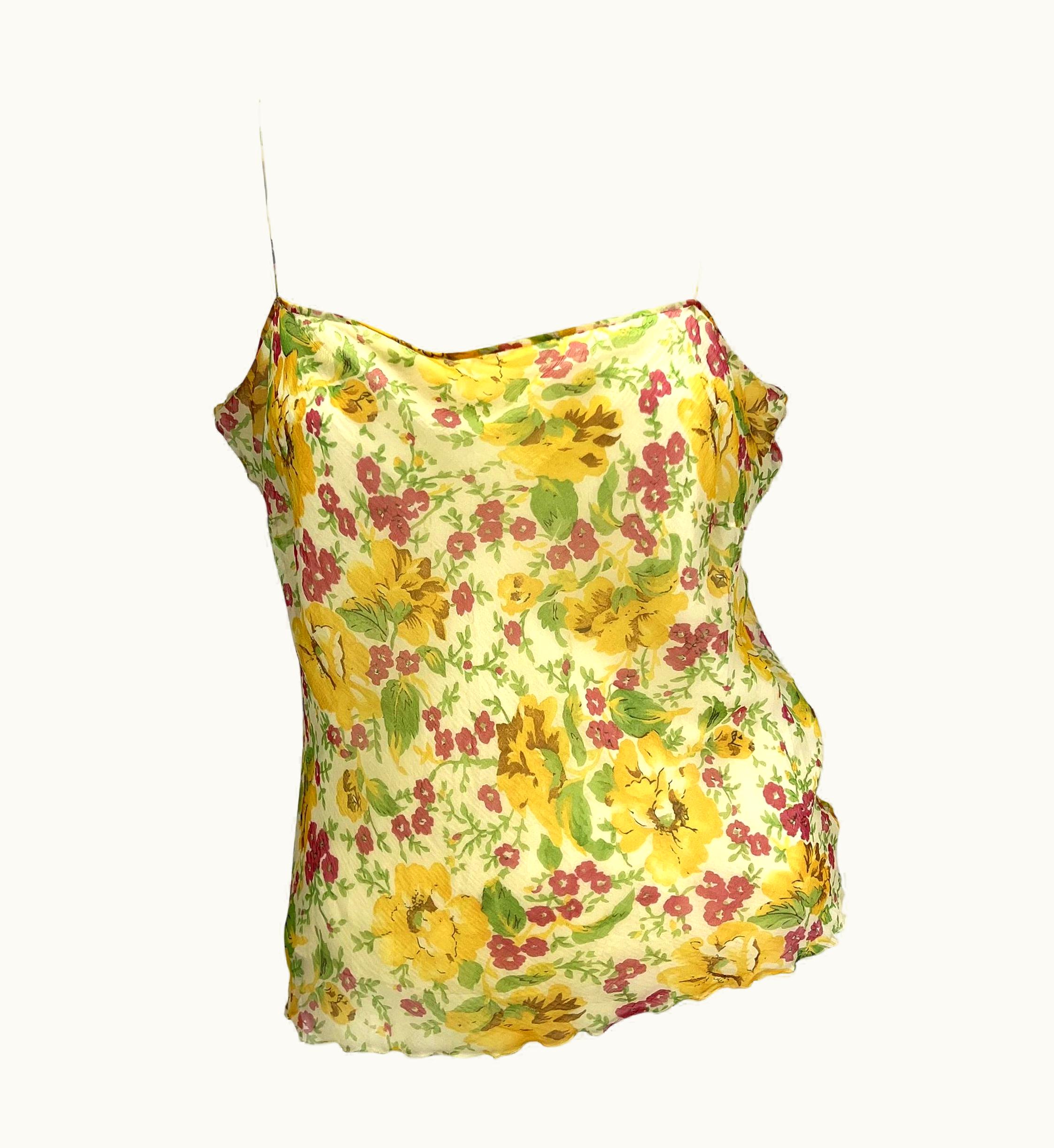 Dior S/S 2000 Christian Dior By John Galliano Floral Print Silk Tent Cami Top