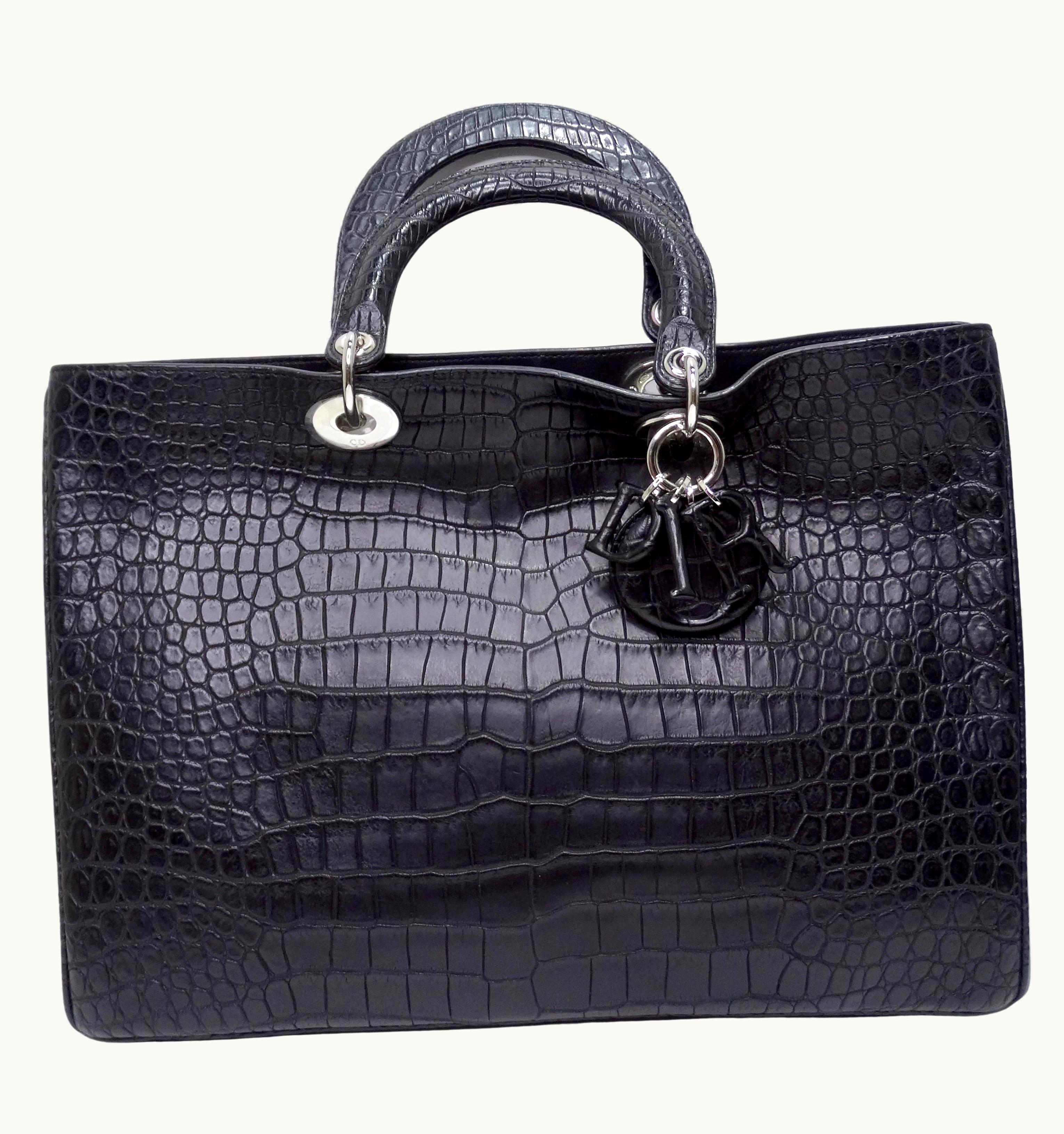 Dior Christian Dior Crocodile Large Lady Dior Tote