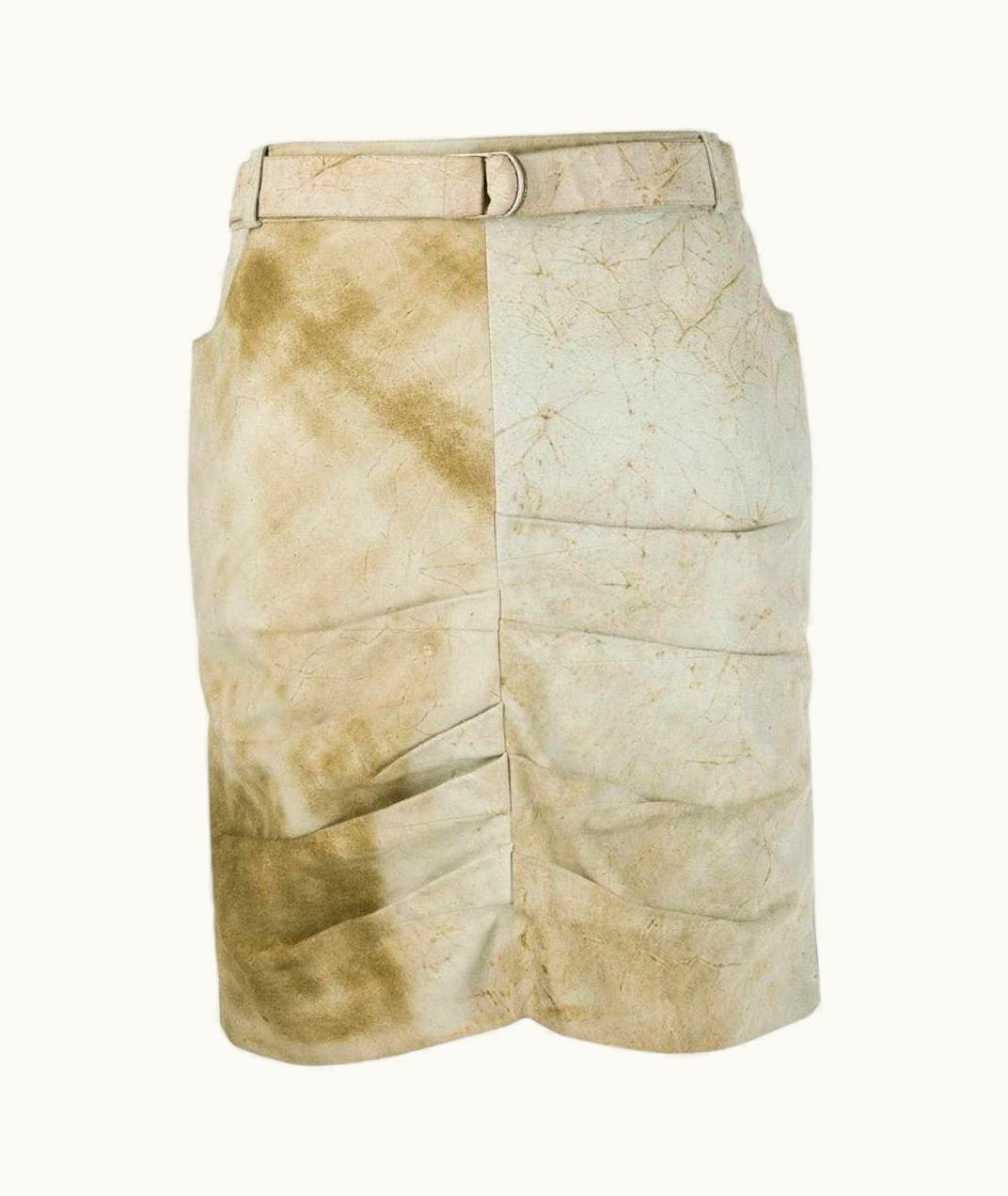 Dior Christian Dior Vintage Light Green Moirè Suede Mini 2000s Skirt