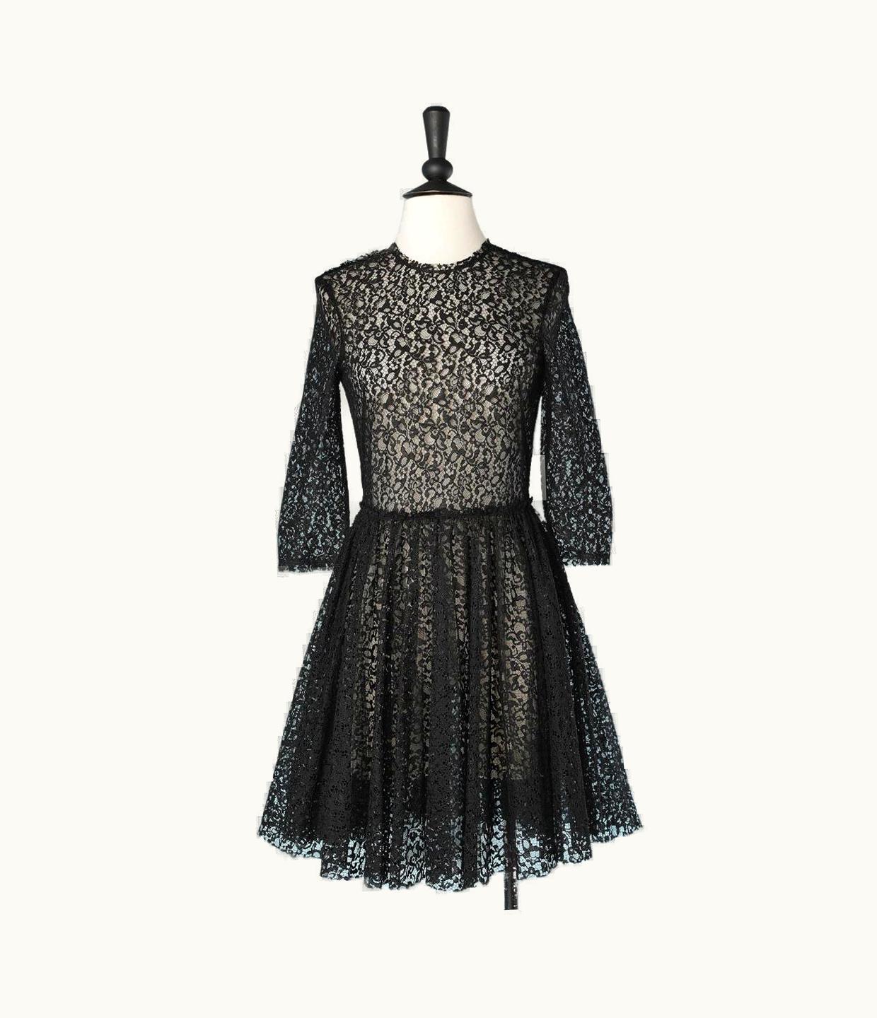 Dior Black See-though Lace On A Tulle Base Christian Dior
