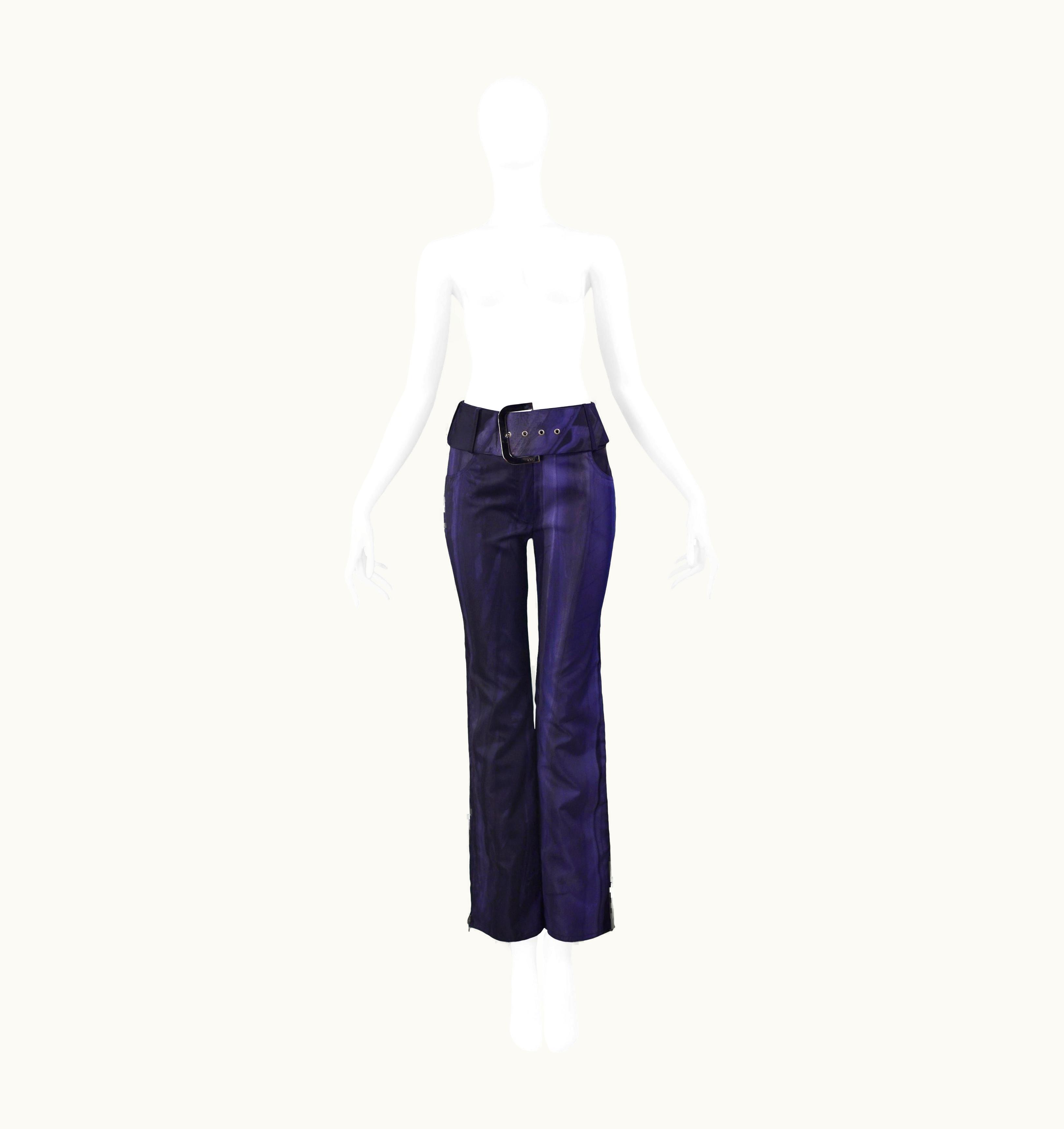 Dior Dior By John Galliano Blue Over Dye Boot Cut Trousers 2001