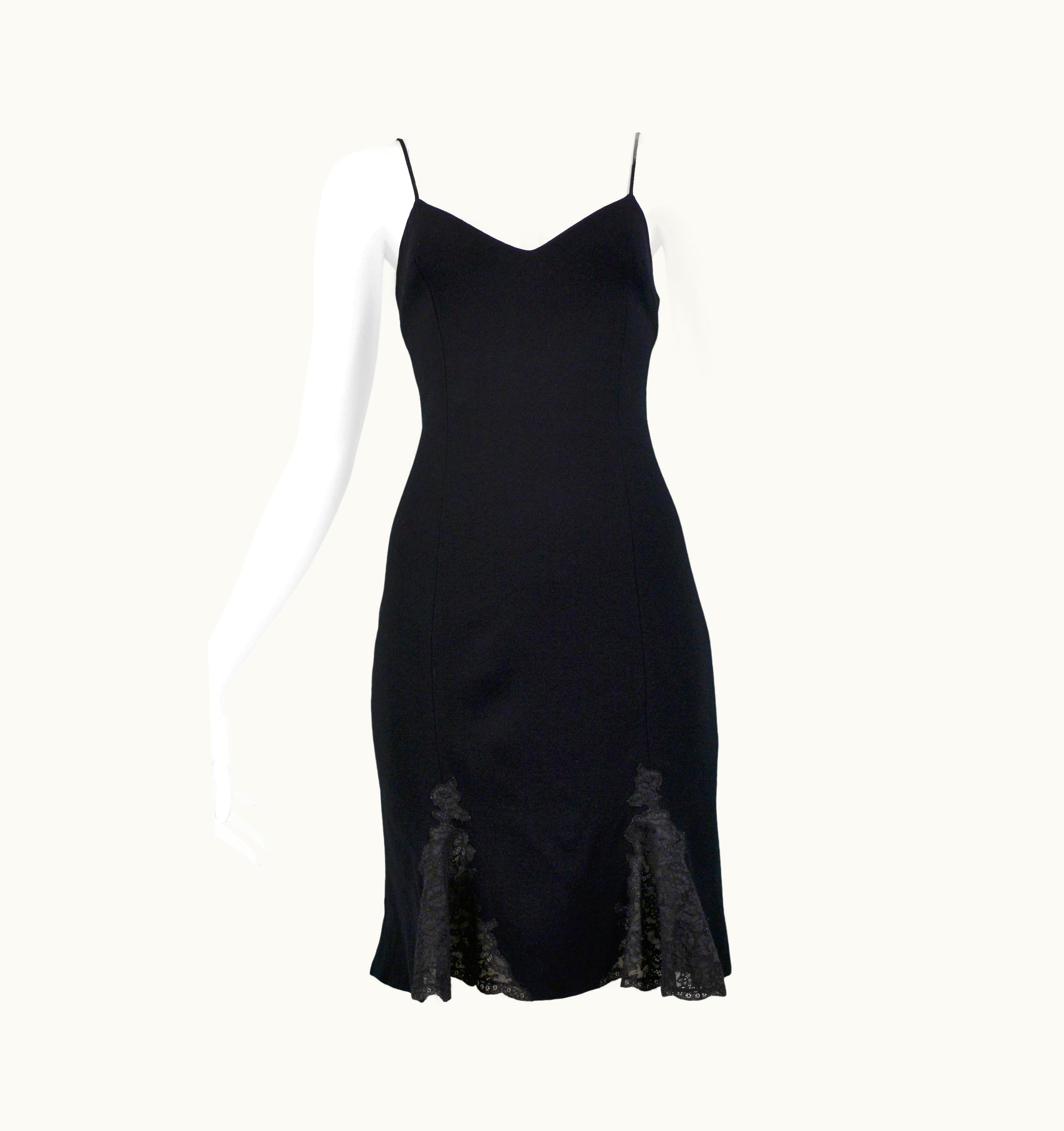 Dior Christian Dior By John Galliano Black Slip Dress With Lace Panels