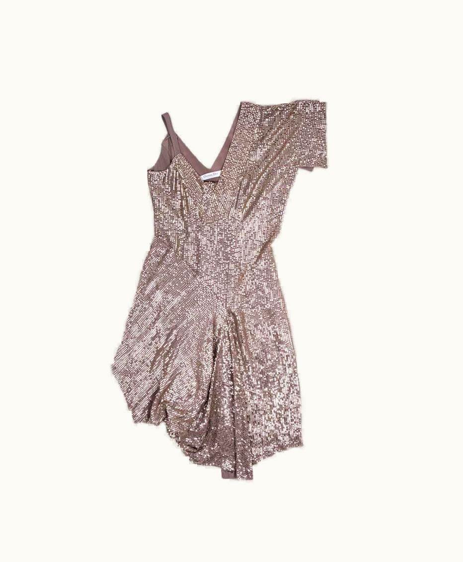 Dior Christian Dior Asymmetrical Cocktail Dress In Taupe Color Silk fr