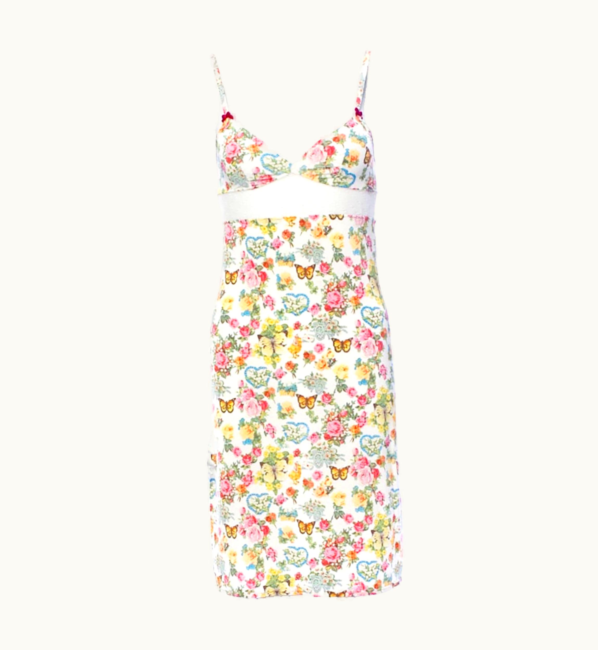 Dior Christian Dior Floral Slip Dress With Lace Insert